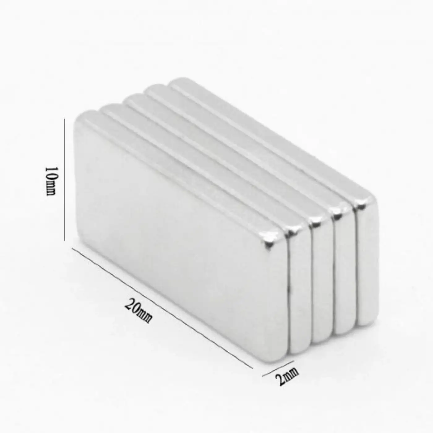 50 Adet 20x10x2 mm Neodyum Mıknatıs Köşeli Magnet N35 Nikel Kaplama Güçlü Kaliteli Dayanıklı