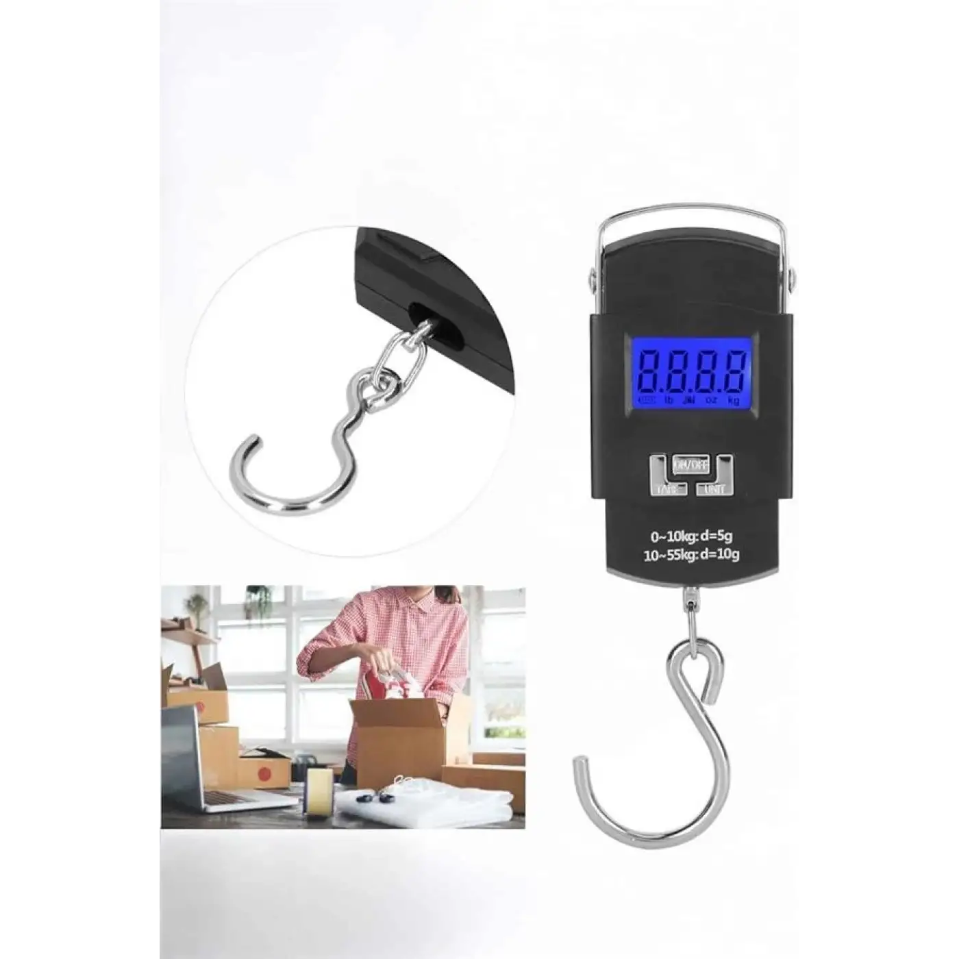 50 Kg El Kantarı Ağırlık Ölçer Dijital Ekranlı Kancalı Portatif