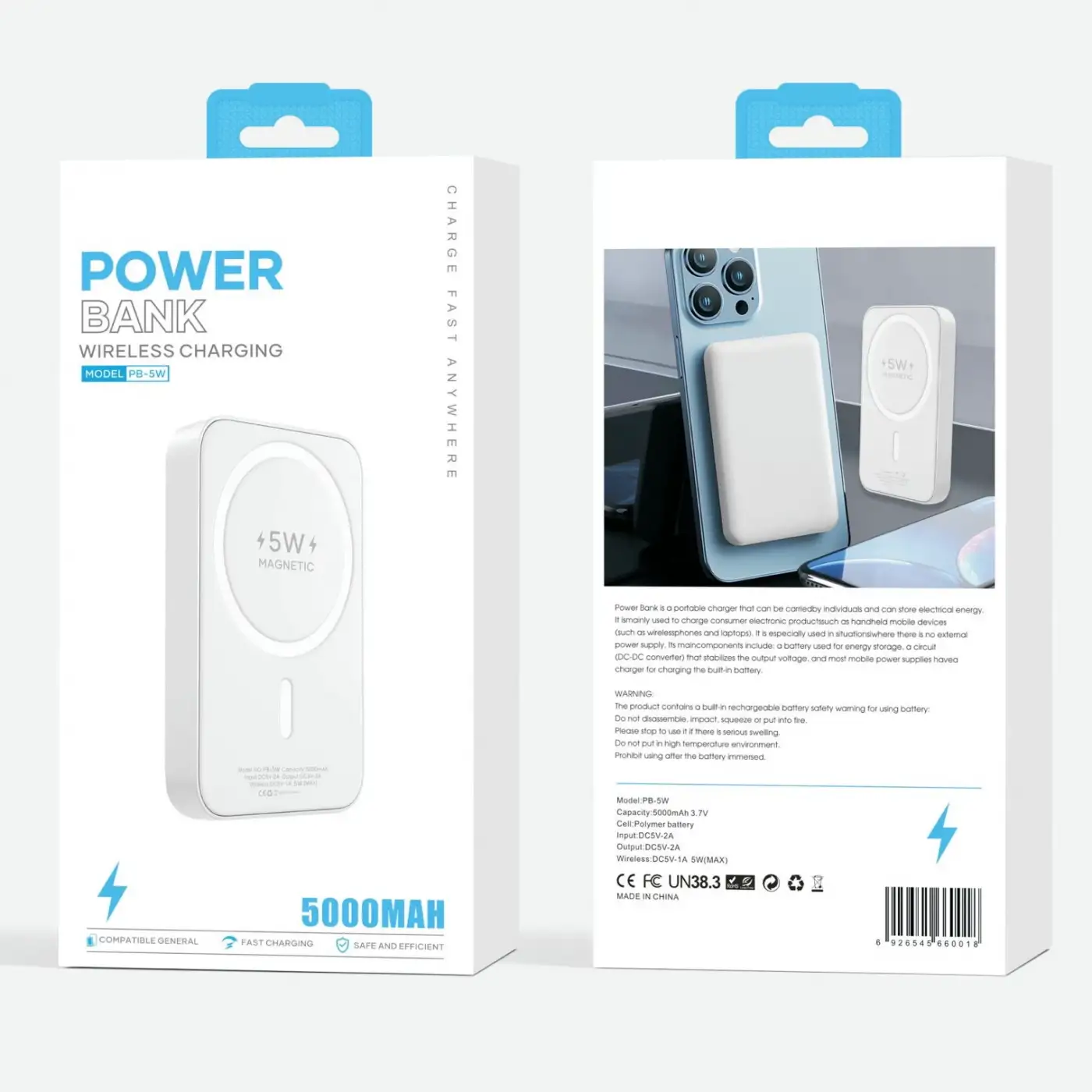 5000 Mah Magsafe Beyaz Powerbank 5W PB-5W