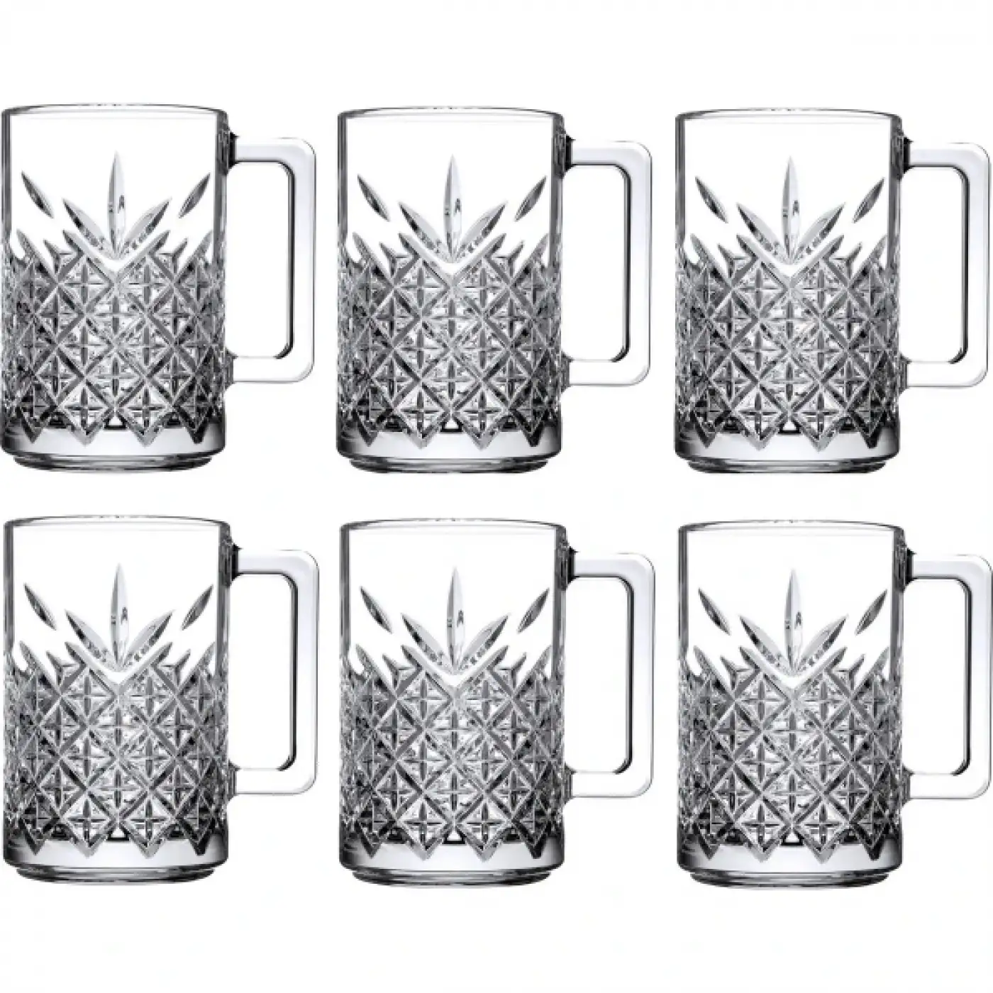 6lı Kulplu Kristal Meşrubat Bardağı