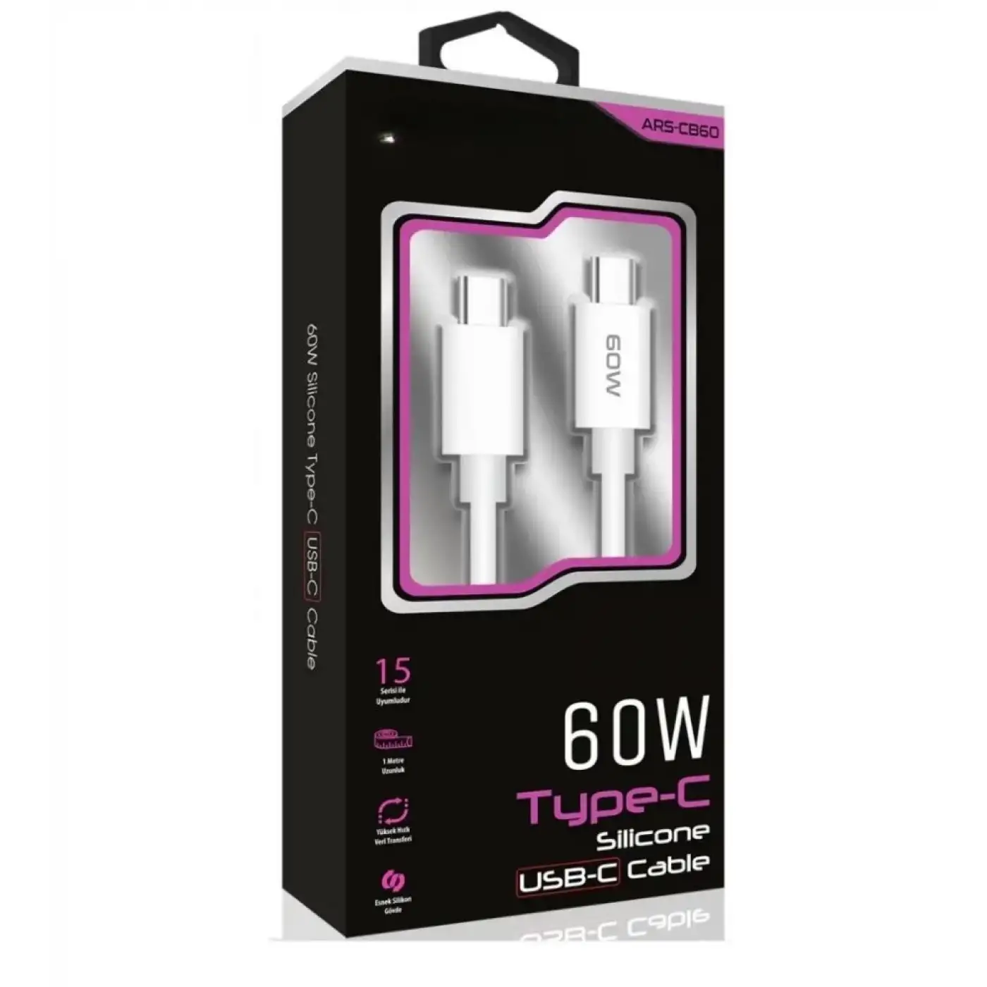 60W USB-C Type-C Silikon Şarj Kablosu Hızlı Şarj, Dayanıklı ve Esnek Tasarım, Tüm USB-C Cihazlarla Uyumlu