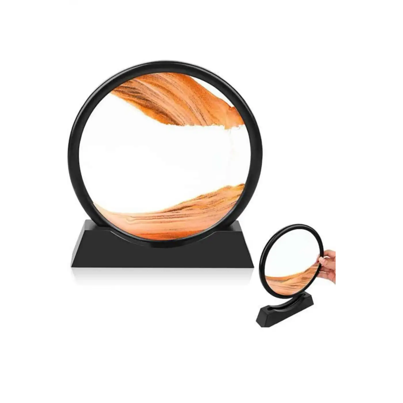 7 Inç Mavi Orta Boy Dekoratif Yuvarlak Şık Kum Tablosu Modern Dekoratif Süs