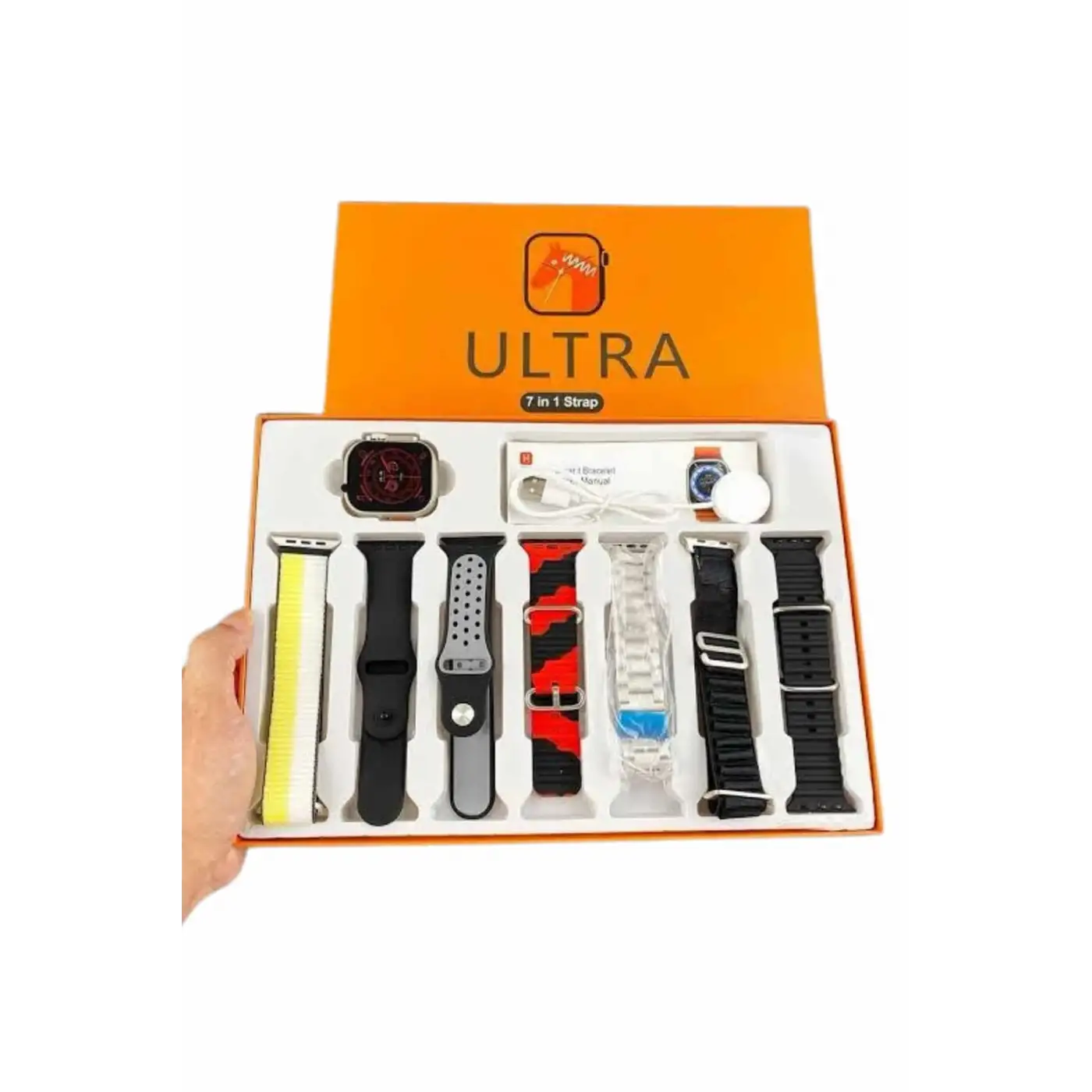 7 Kordonlu Akıllı Saat Plastik Kordon Hasır Kordon Çelik Kordon