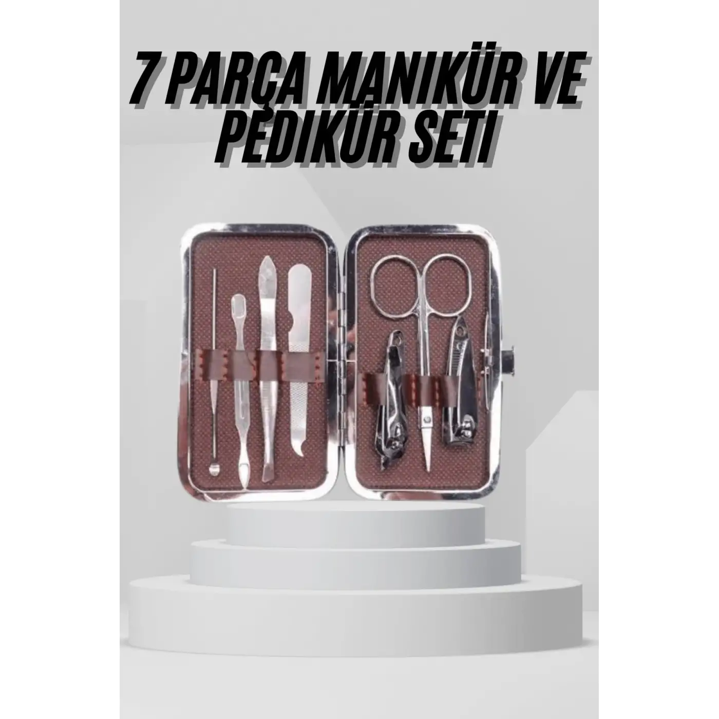 7 Parça Paslanmaz Çelik Manikür ve Pedikür Seti Çantalı Profesyonel