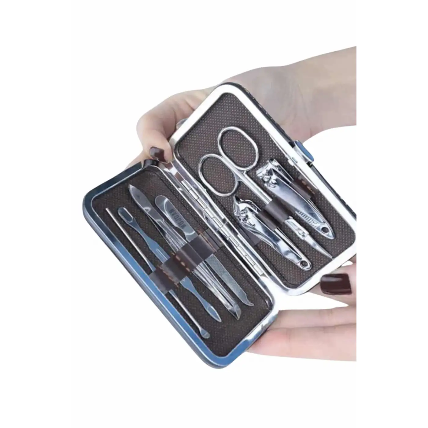 7 Parça Paslanmaz Çelik Manikür ve Pedikür Seti Çantalı Profesyonel
