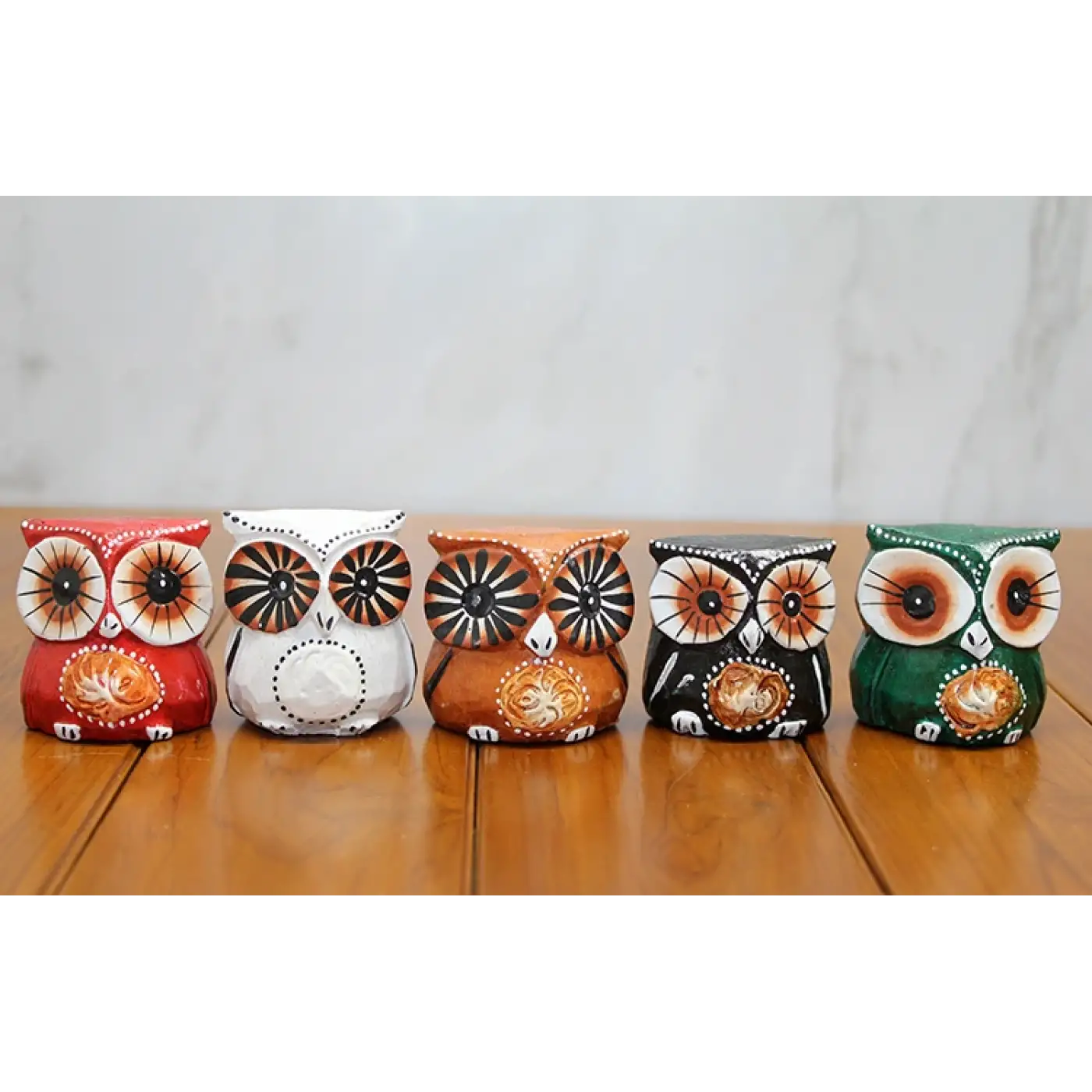 Ahşap 5li Baykuş Seti Model 3