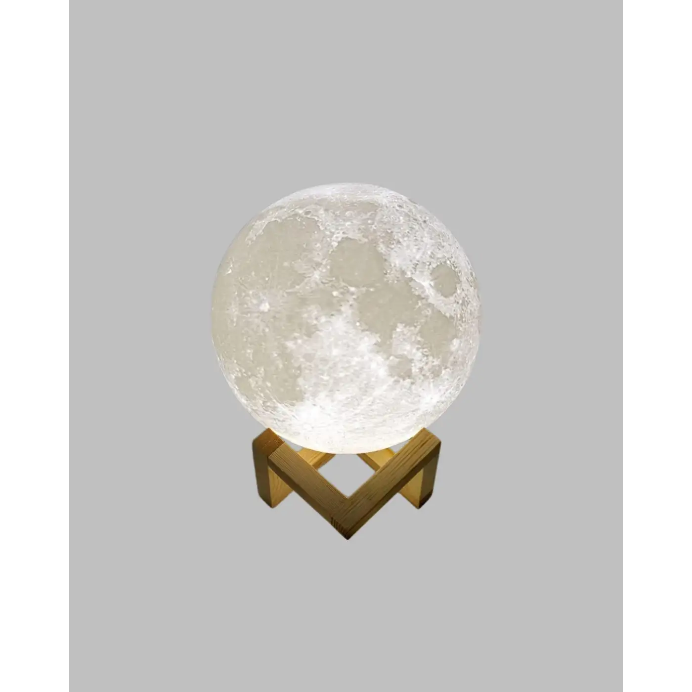 Ahşap Standlı 3D Baskı Ay Lambası 16 Renkli ve Şarjlı