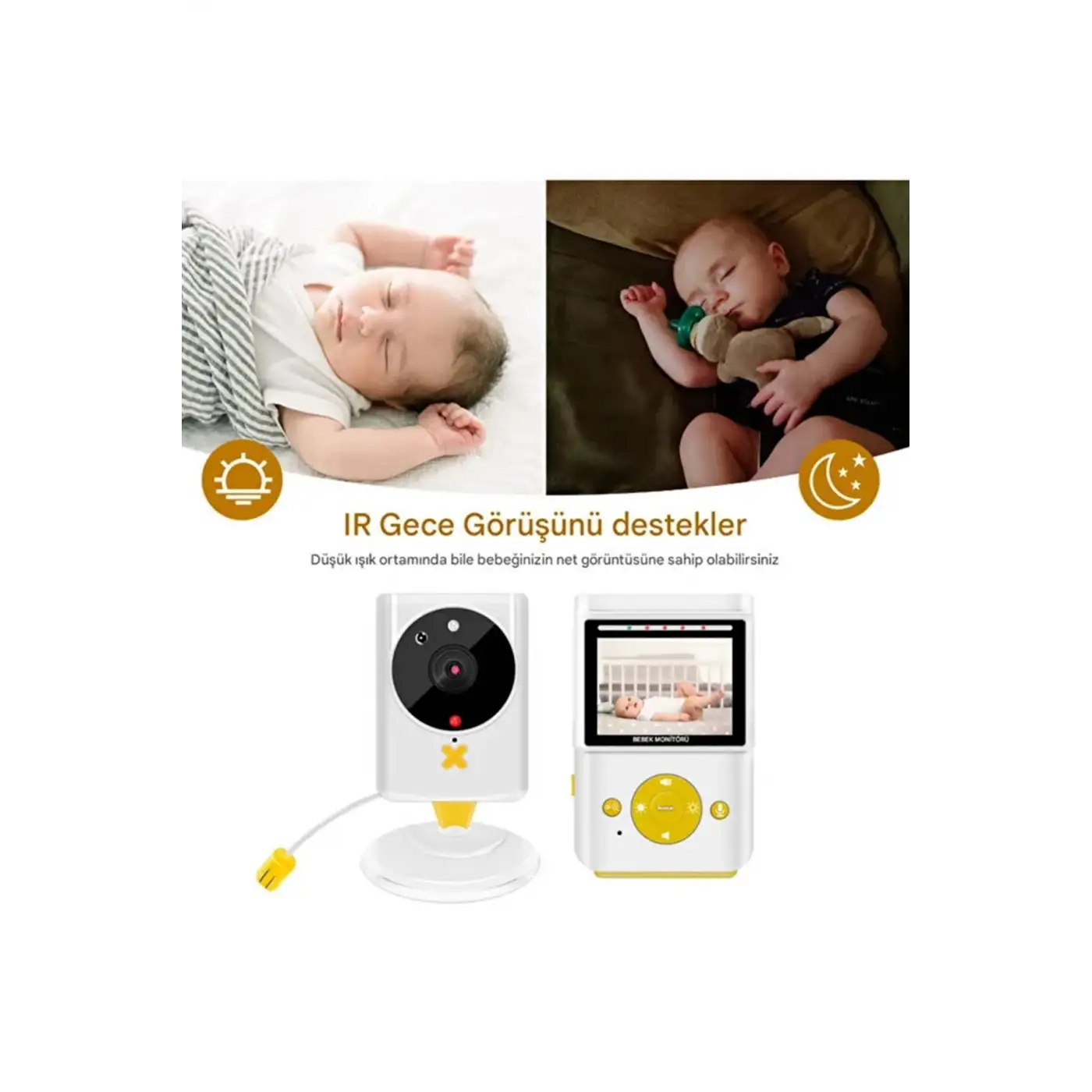 Akıllı Bebek Kamerası Monitörlü Karşılıklı Konuşma Özellikli Sıcaklık İzleme 2.4 İnç Bebek Kamerası