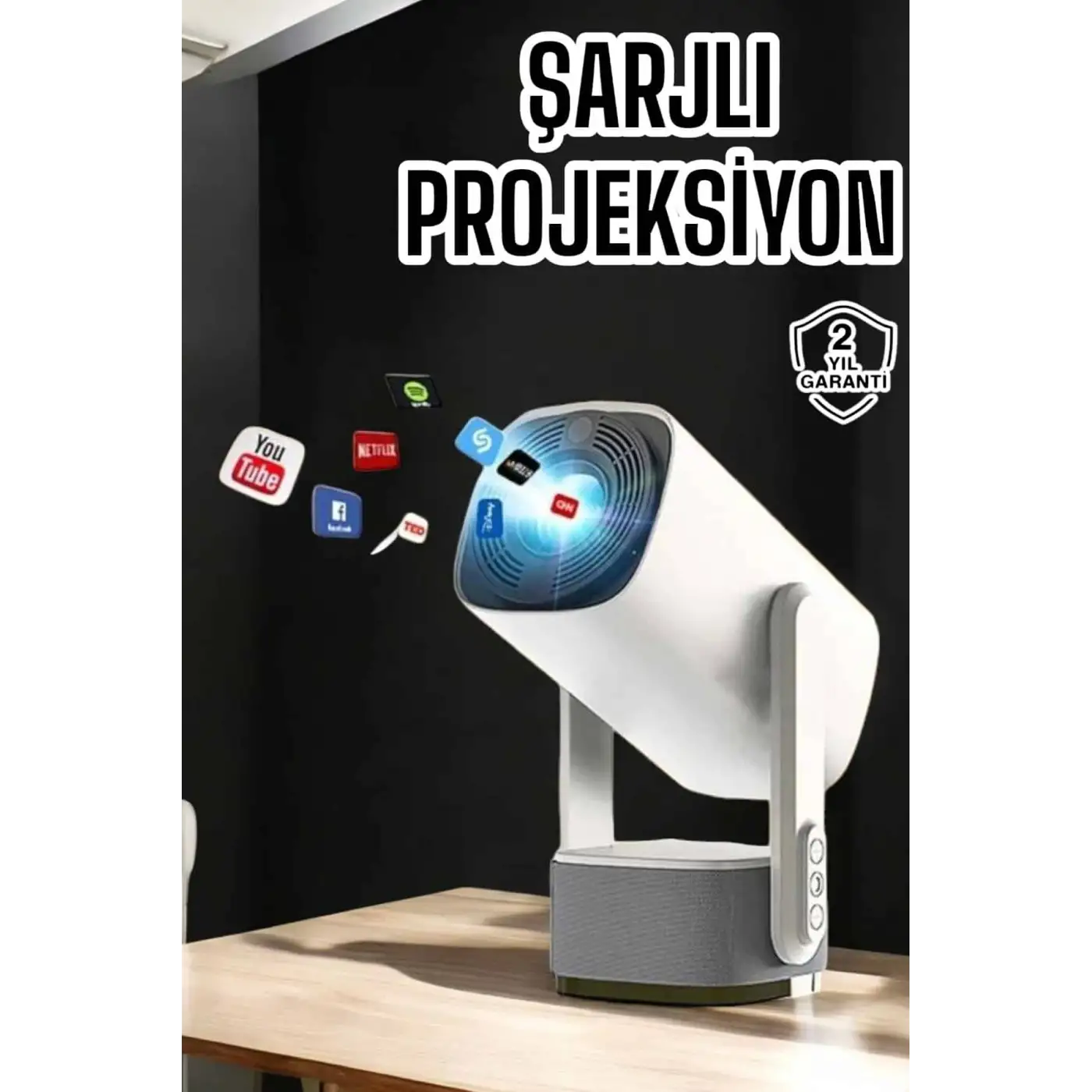 Akıllı Projeksiyon Powerbankli Taşınabilir Sinema Projektörü 4k HD Kaliteli