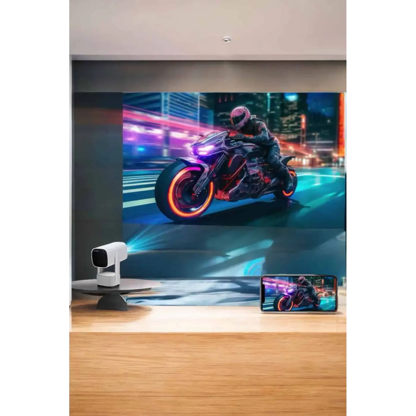 Akıllı Projeksiyon Powerbankli Taşınabilir Sinema Projektörü 4k HD Kaliteli