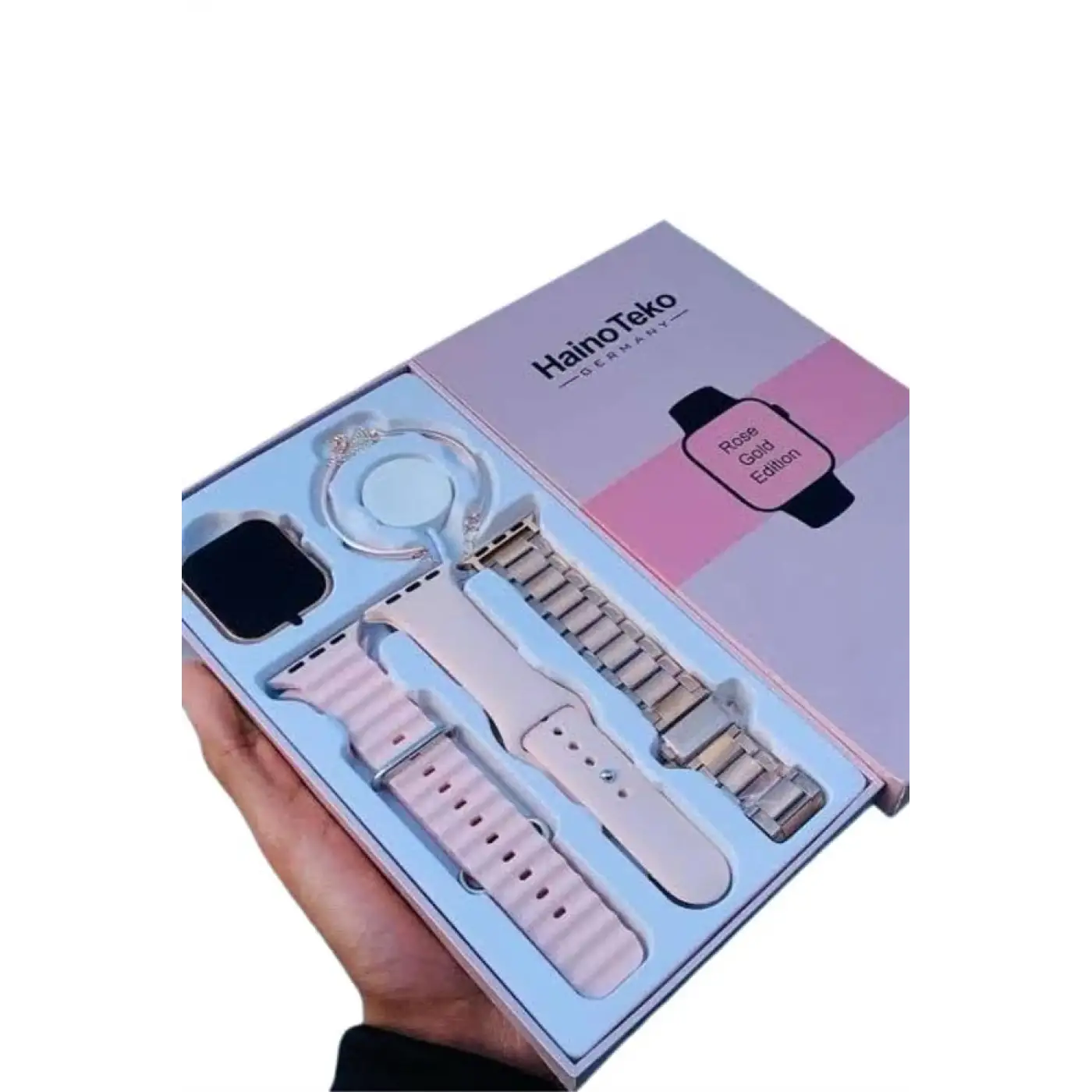 Akıllı Saat 3 Kordonlu Ve Aksesuarlı Bayanlar Için Şık Rose renk