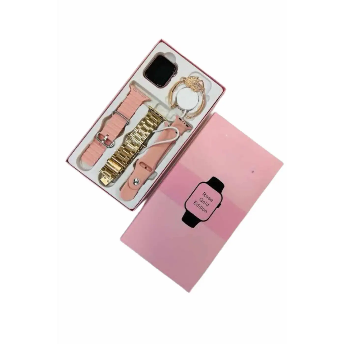 Akıllı Saat 3 Kordonlu Ve Aksesuarlı Bayanlar Için Şık Rose renk