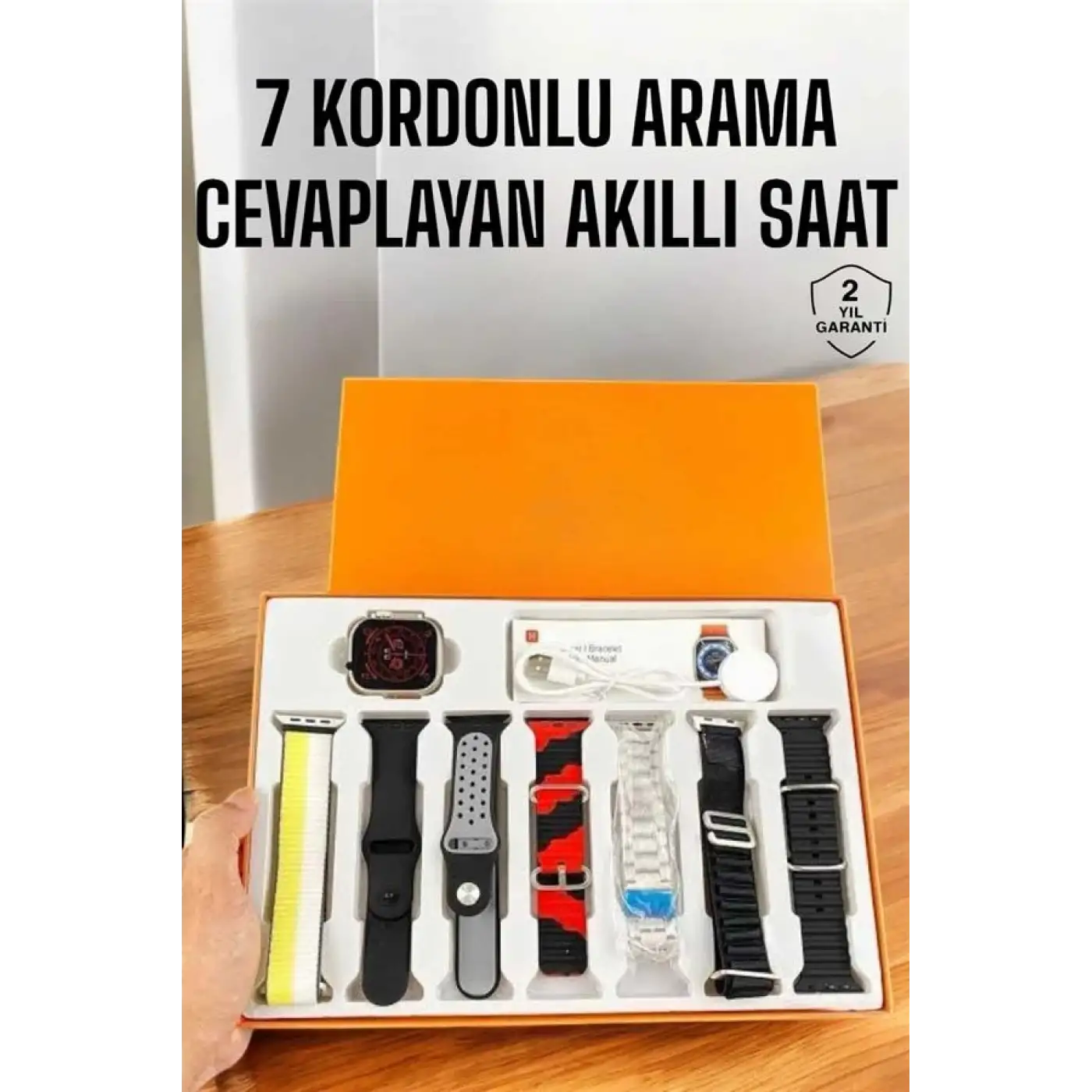Akıllı Saat 7 Kordonlu Bildirim Görebilen Metal Kordon GPS Özelliği