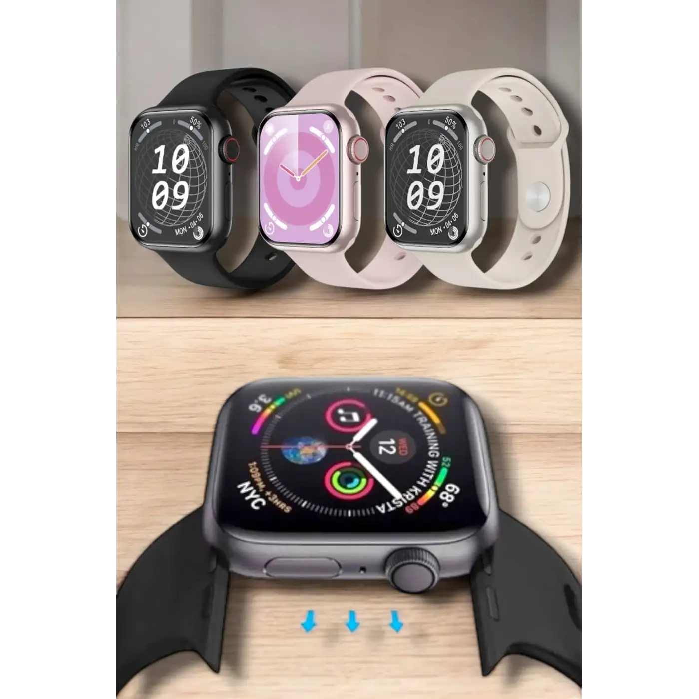 Akıllı Saat Adım Sayar, Kalp Atışı İzleme Dokunmatik Bluetooth Bağlantılı