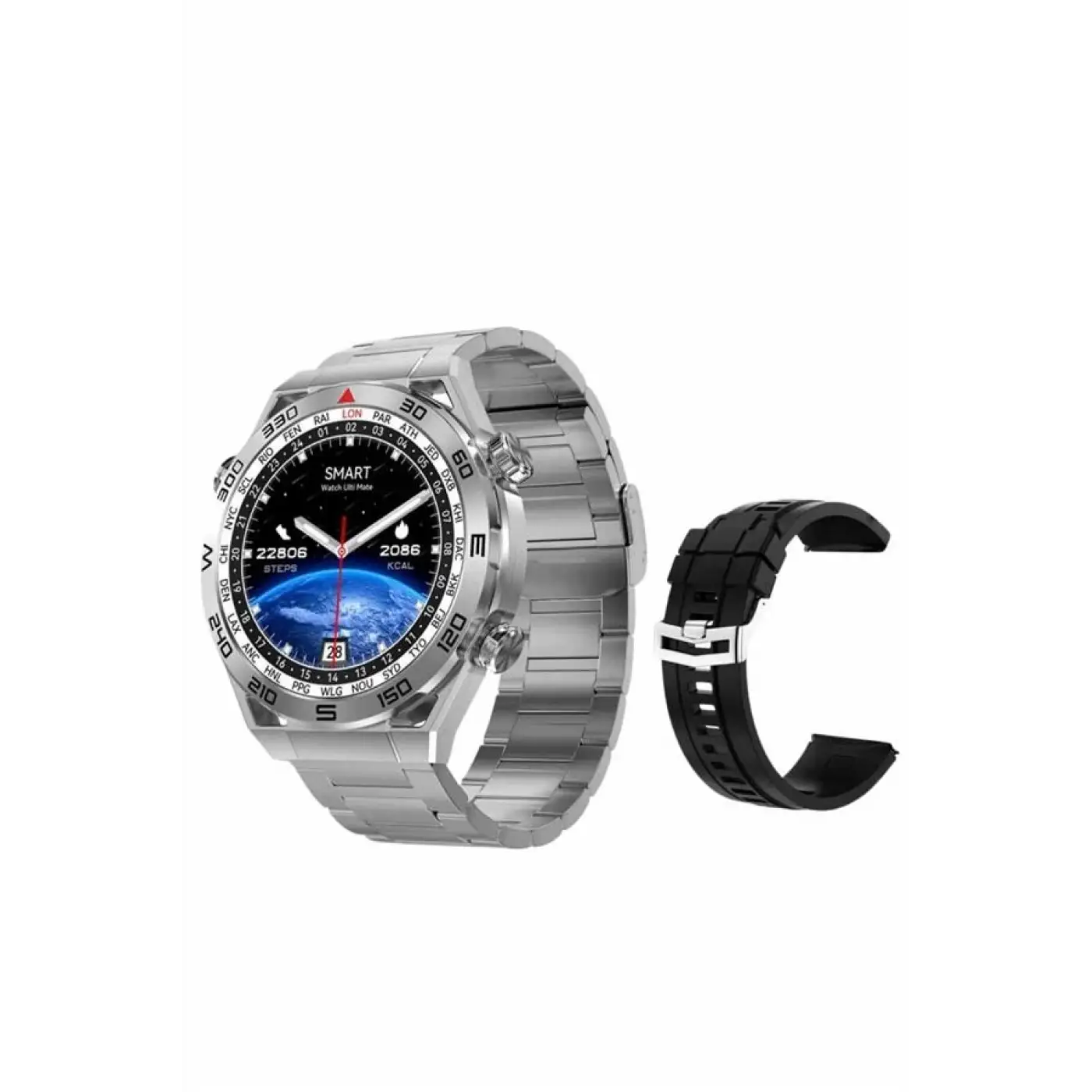 Akıllı Saat Çelik Kordonlu Amoled Ekran Android ve İOS Uyumlu Çağrı Cevaplayabilen