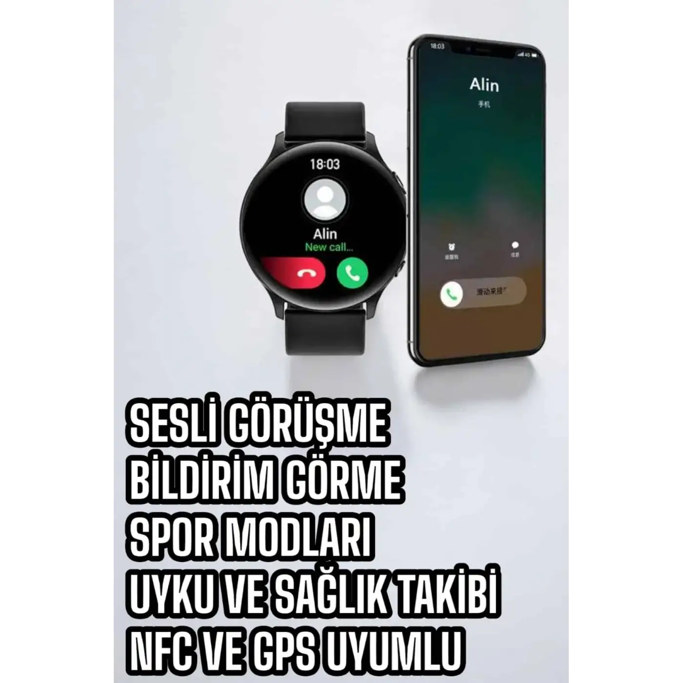 Akıllı Saat Çok Fonksiyonlu Sesli Görüşme NFC Uyumlu Amoled Ekran