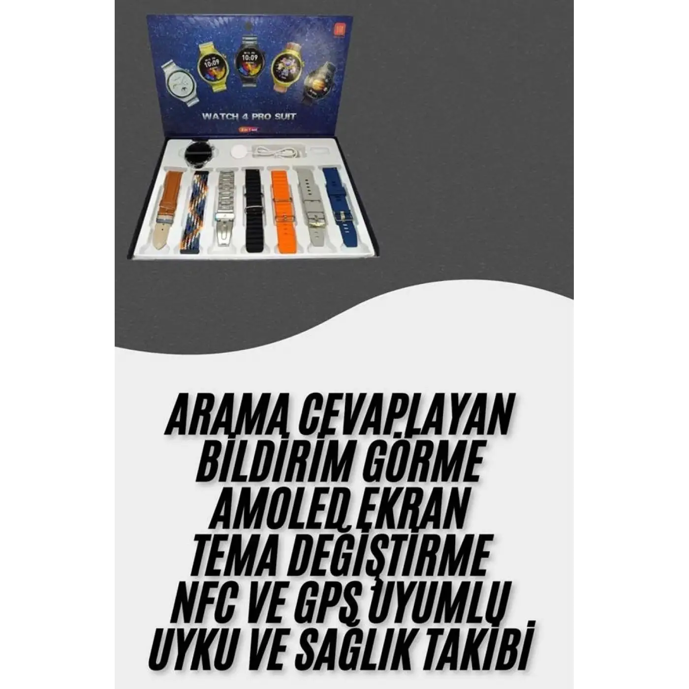 Akıllı Saat Çoklu Kordon Seçenekli Dokunmatik Ekran Nabız Sensörlü