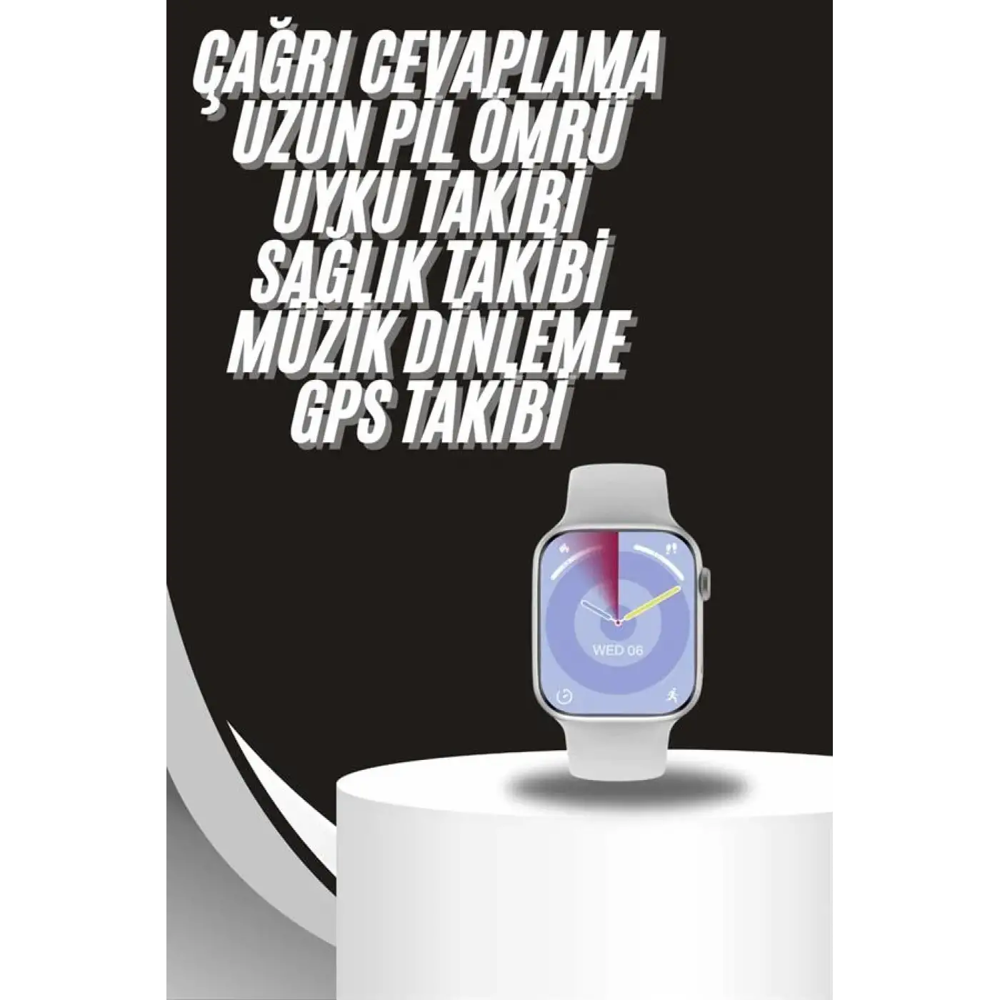 Akıllı Saat Gümüş Kasa Bluetooth Kulaklık Hediyeli Çok Fonksiyonlu İkili Set