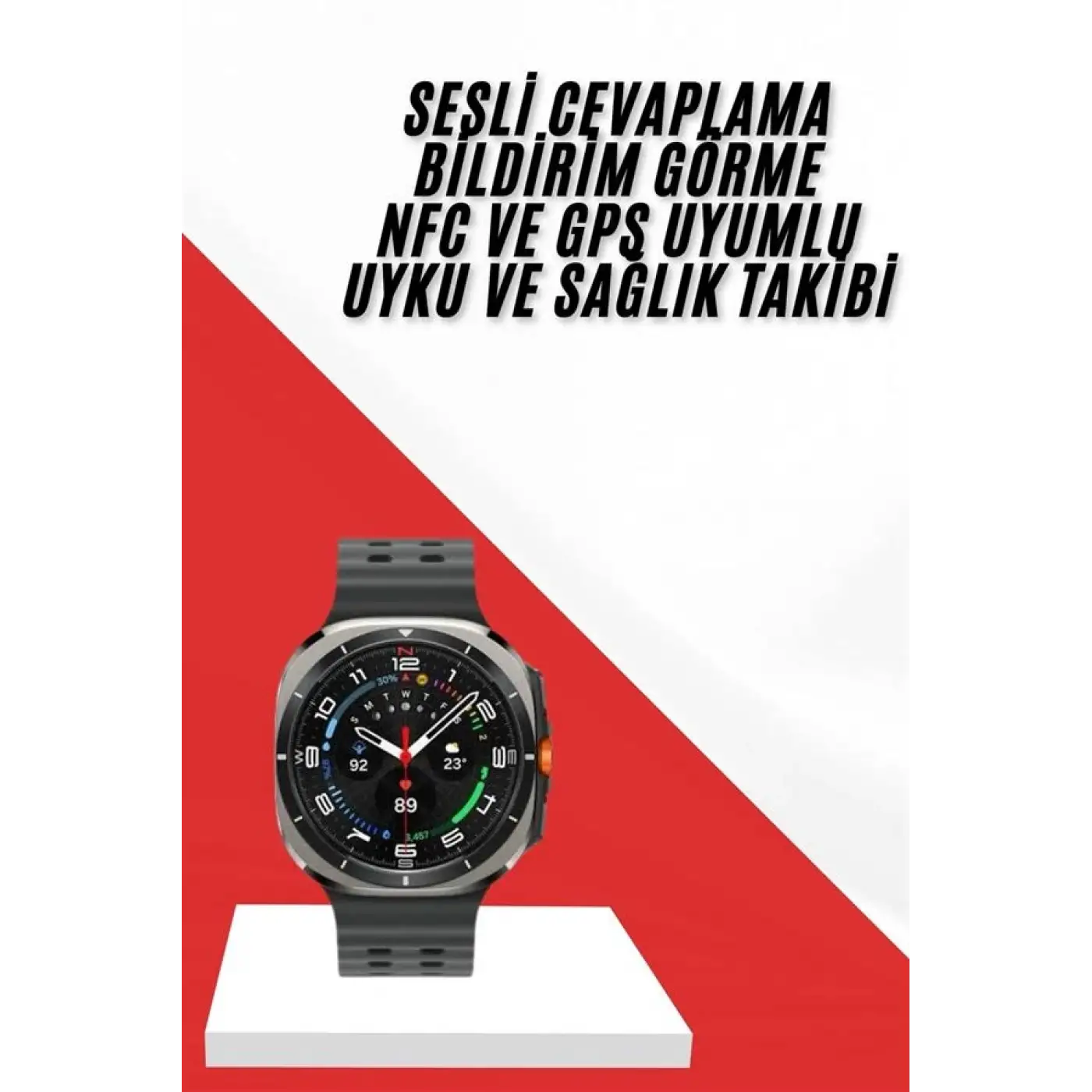 Akıllı Saat Müzik Dinleme Nabız Ölçer NFC ve GPS Uyumlu Sesli Asistan