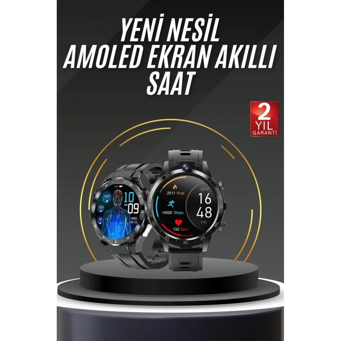Akıllı Saat Titanyum Kasa Yuvarlak Ekran Alarm Uyku ve Sağlık Takibi Titreşimli