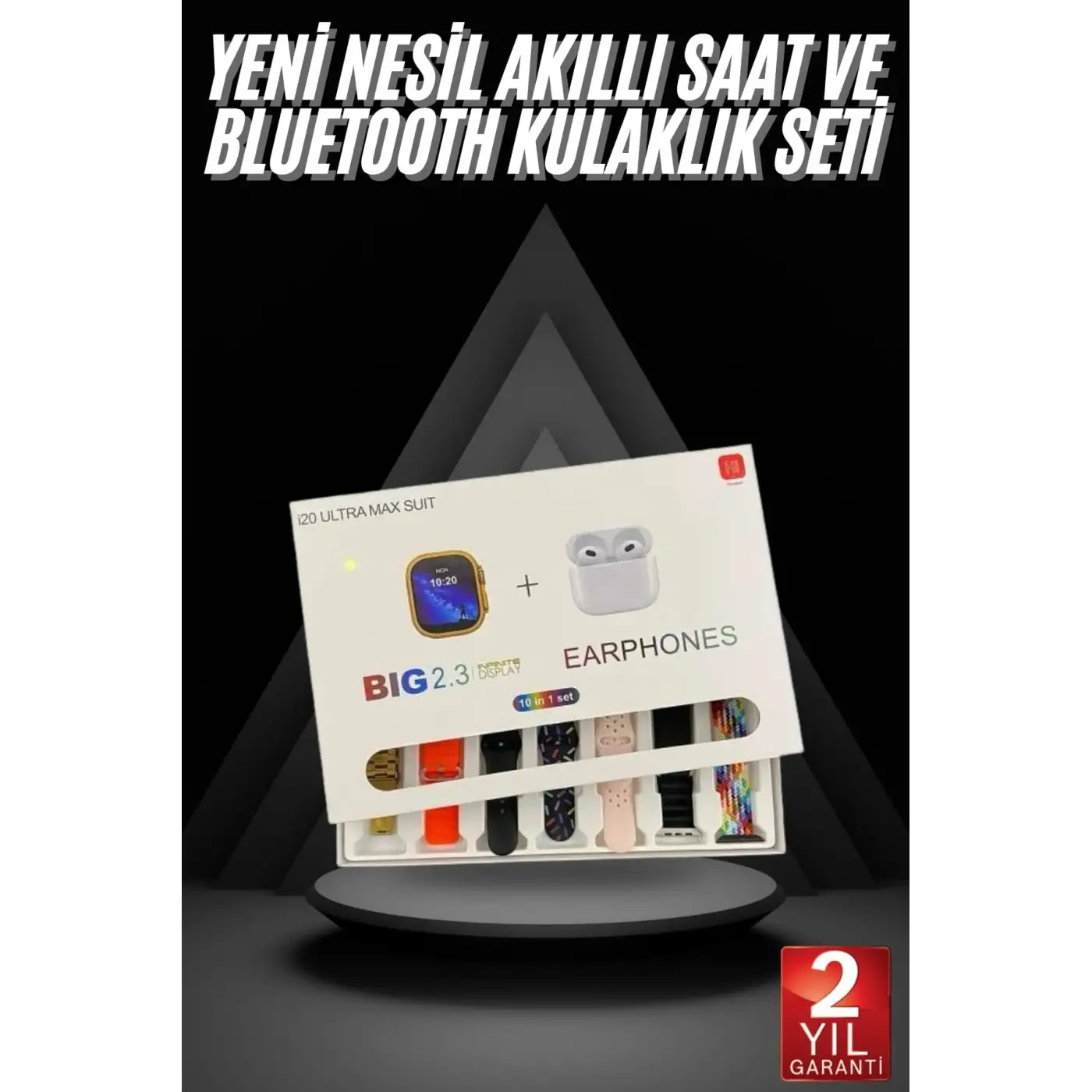 Akıllı Saat ve Air Pro Kulaklık 7 Kordonlu Çok Fonksiyonlu İkili Set