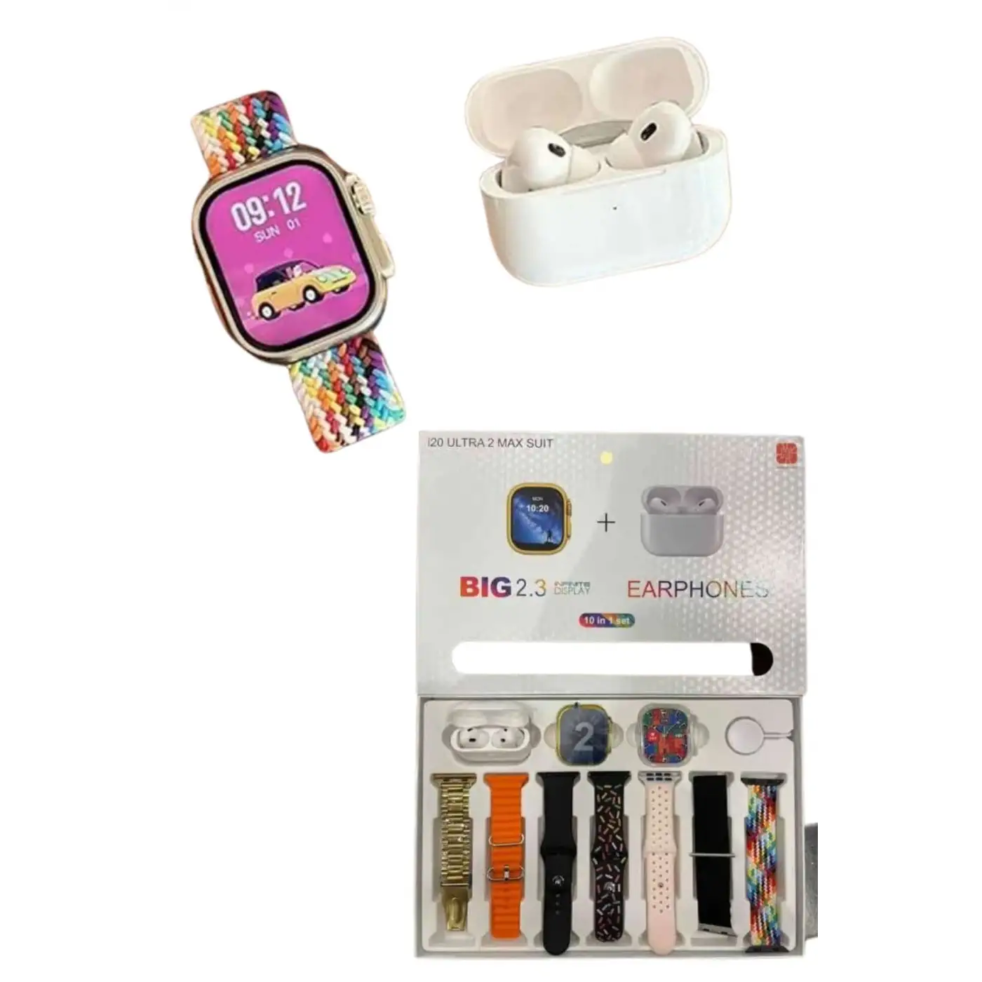 Akıllı Saat ve Air Pro Kulaklık 7 Kordonlu Çok Fonksiyonlu İkili Set