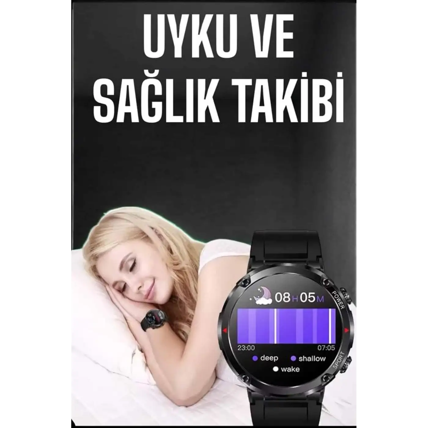 Akıllı Saat Yeni Nesil Bluetooth Bağlantılı Uyku ve Sağlık Takibi NFC ve GPS