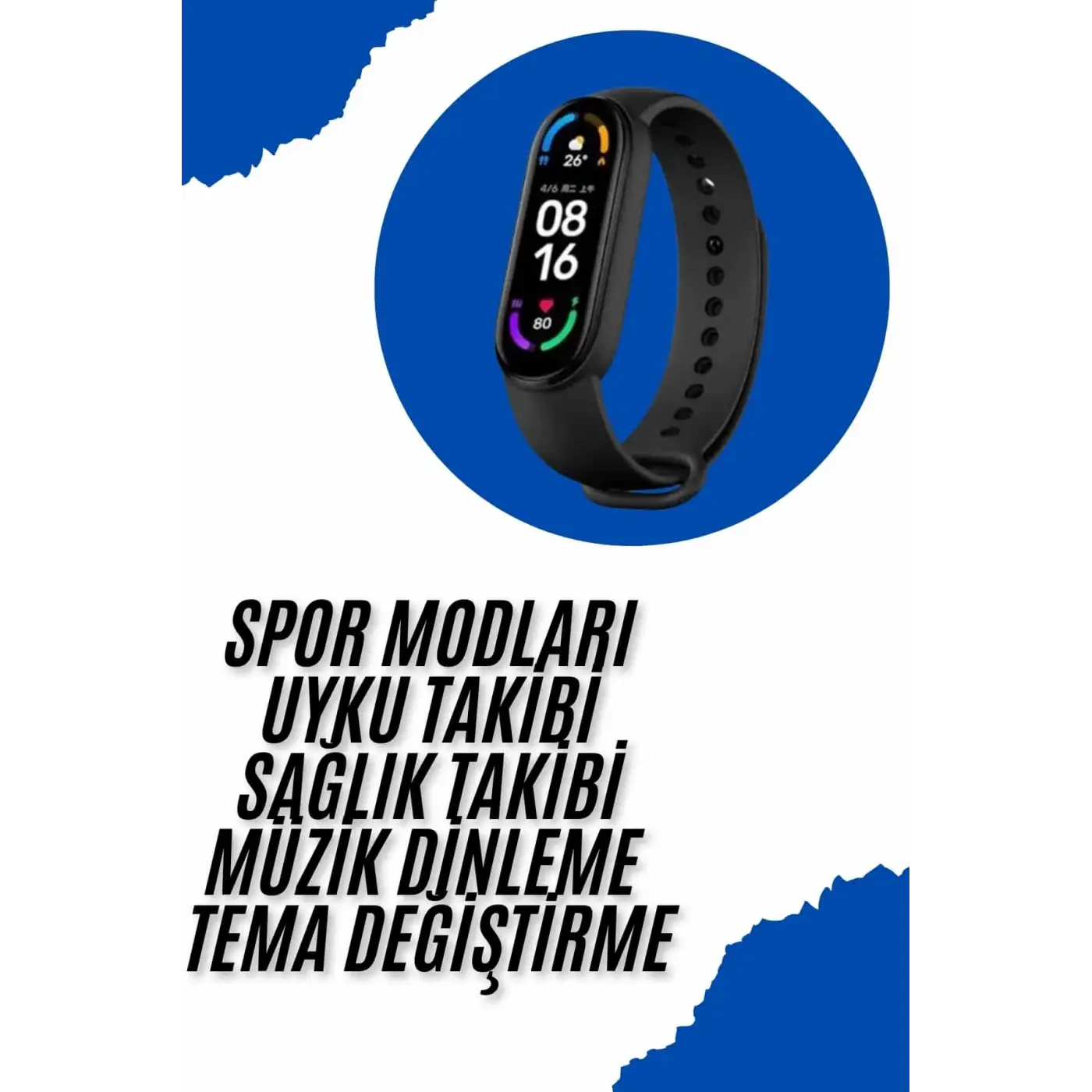 Akıllı Uyumlu Bileklik M6 Adımsayar Spor Modları Çağrı Görme Türkçe Menü