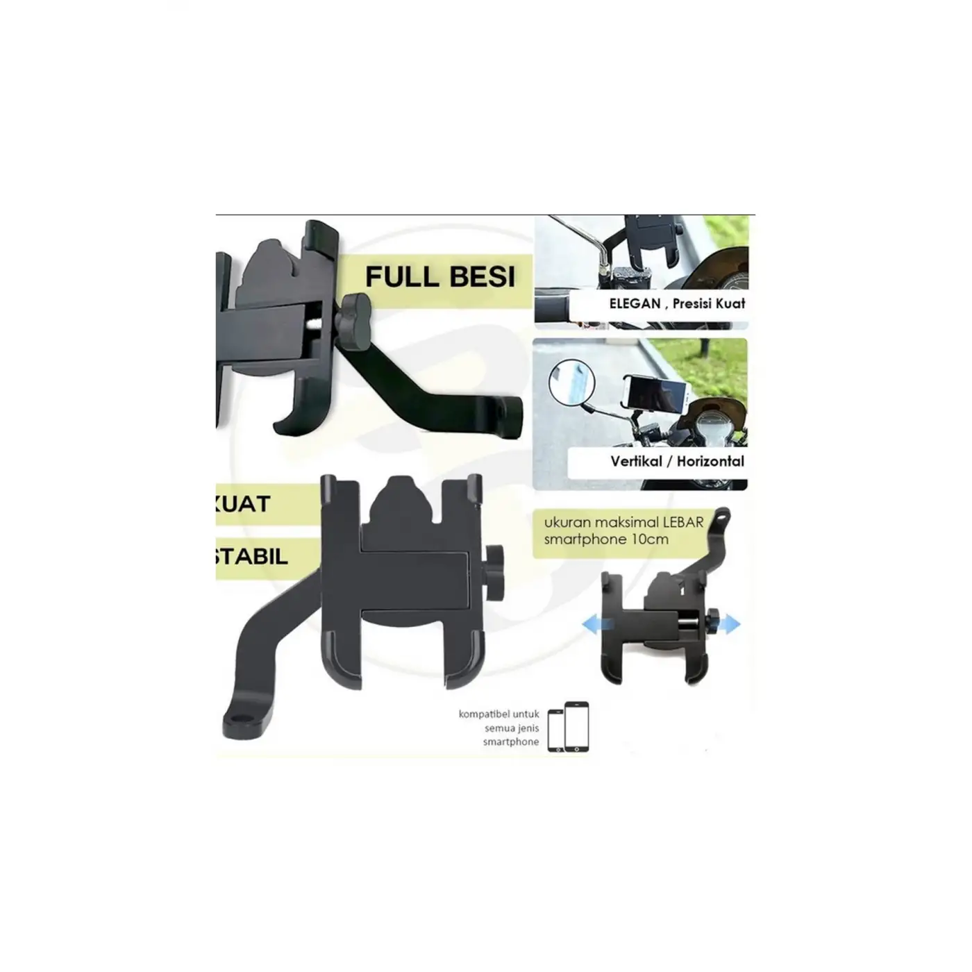 Alüminyum Gövdeli Metal Ayna Bağlantılı Motosiklet Telefon Tutucu 7 İnç Xl