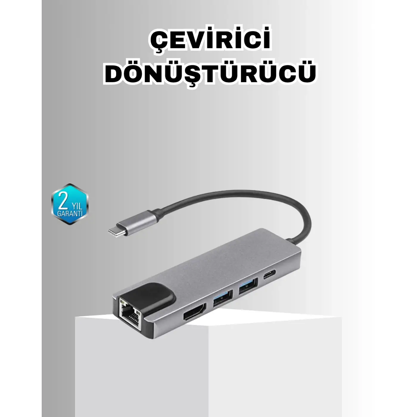 Alüminyum Kasalı MacBook USB-C Hub – 4K HDMI, USB 3.0, SD/TF Kart Girişi, PD Şarj Desteği