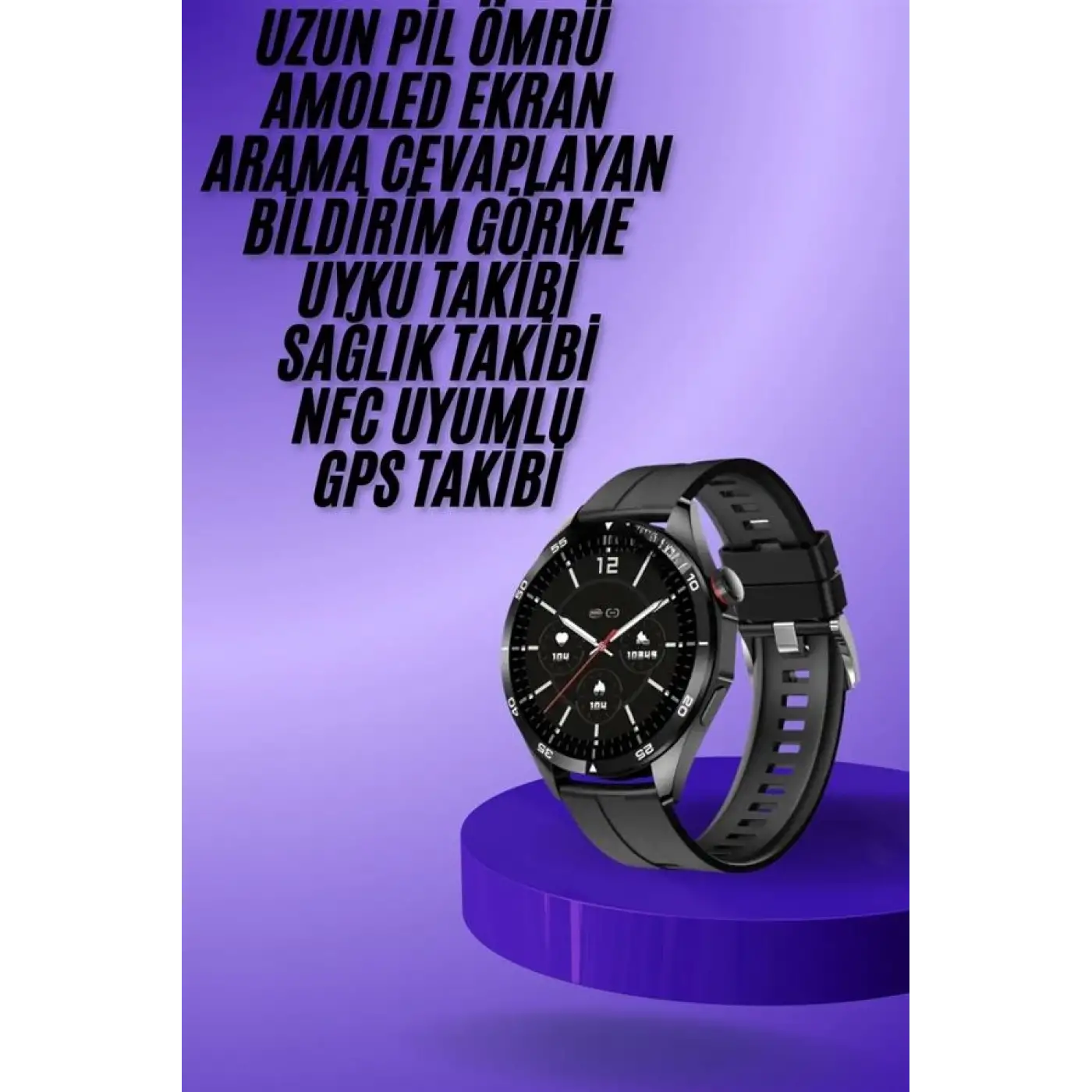 Amoled Ekran 3 Kordonlu Akıllı Saat 5.0 Bluetooth Bağlantılı Android ve İOS Uyumlu