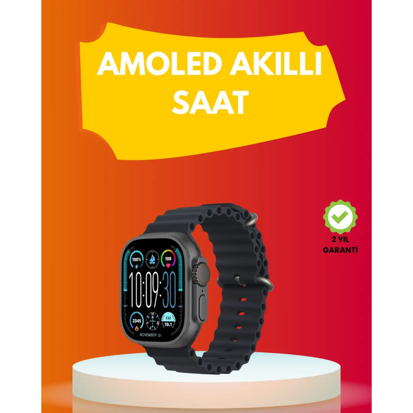 AMOLED Ekran 49mm Ultra Tasarım 3 Kordonlu Akıllı Saat