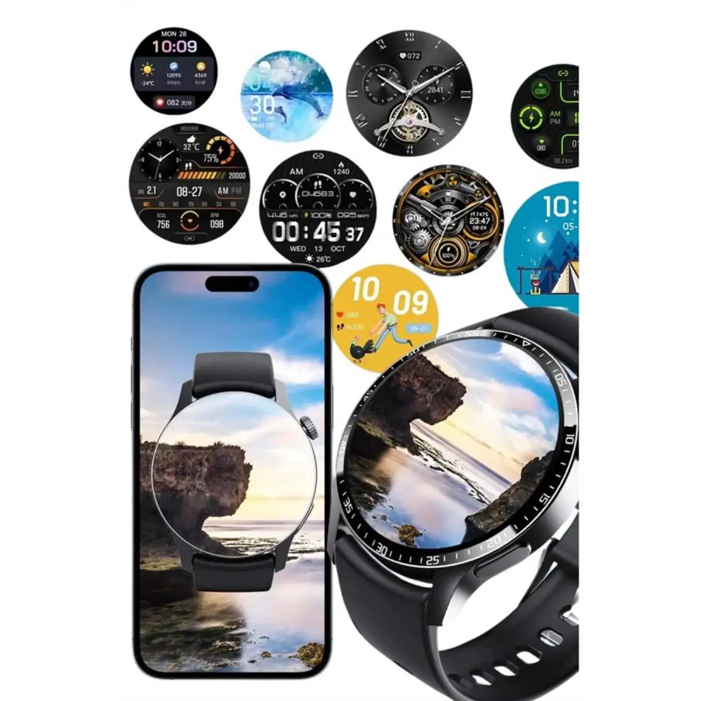 Amoled Ekran Metal Deri Silikon Kordonlu Uyku ve Sağlık Takibi