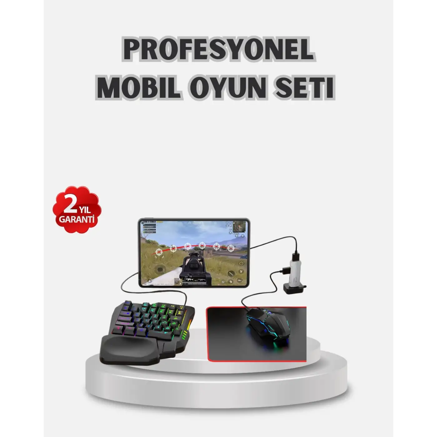 Android Uyumlu Mobil Oyun Kiti 5in1 Klavye Mouse Dönüştürücü Gecikmesiz FPS Set