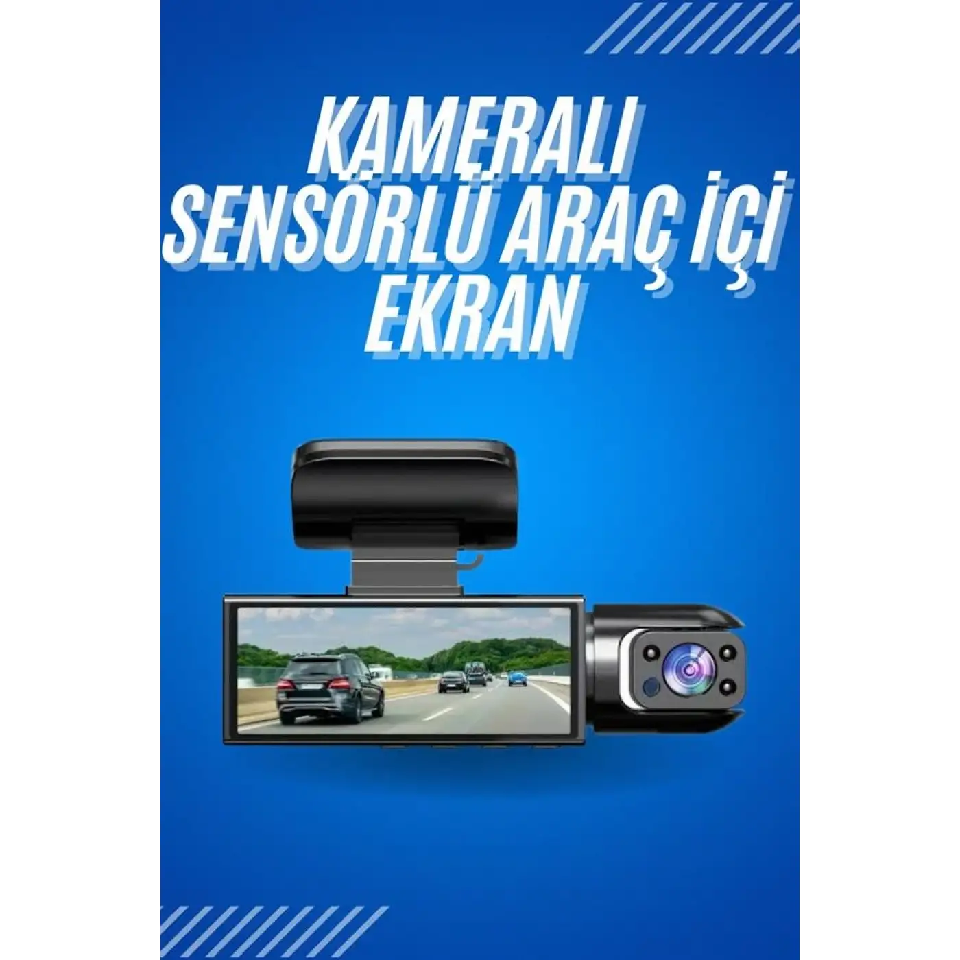 Araç İçi Full Hd Kamera Ön ve Arka Kameralı Ekranlı Araç Kamerası