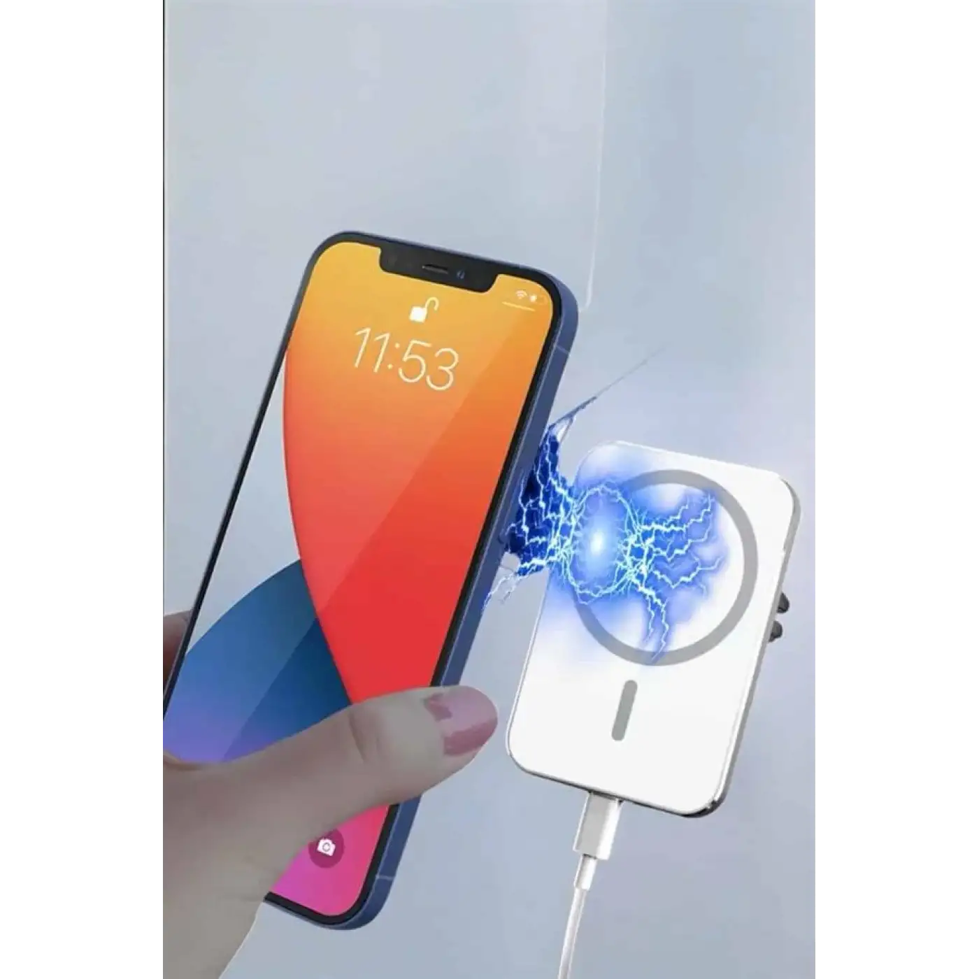 araç uyumlu Kablosuz 15W Taşınabilir Şarj Aleti Çift Kablo