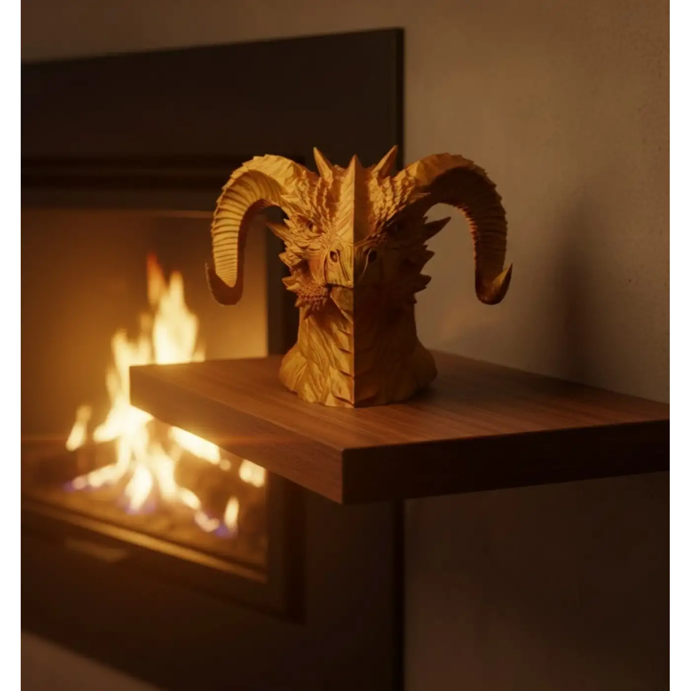 Asil Tasarım Gold–Red Ejderha Heykeli Hediyelik Fantastik Dekor