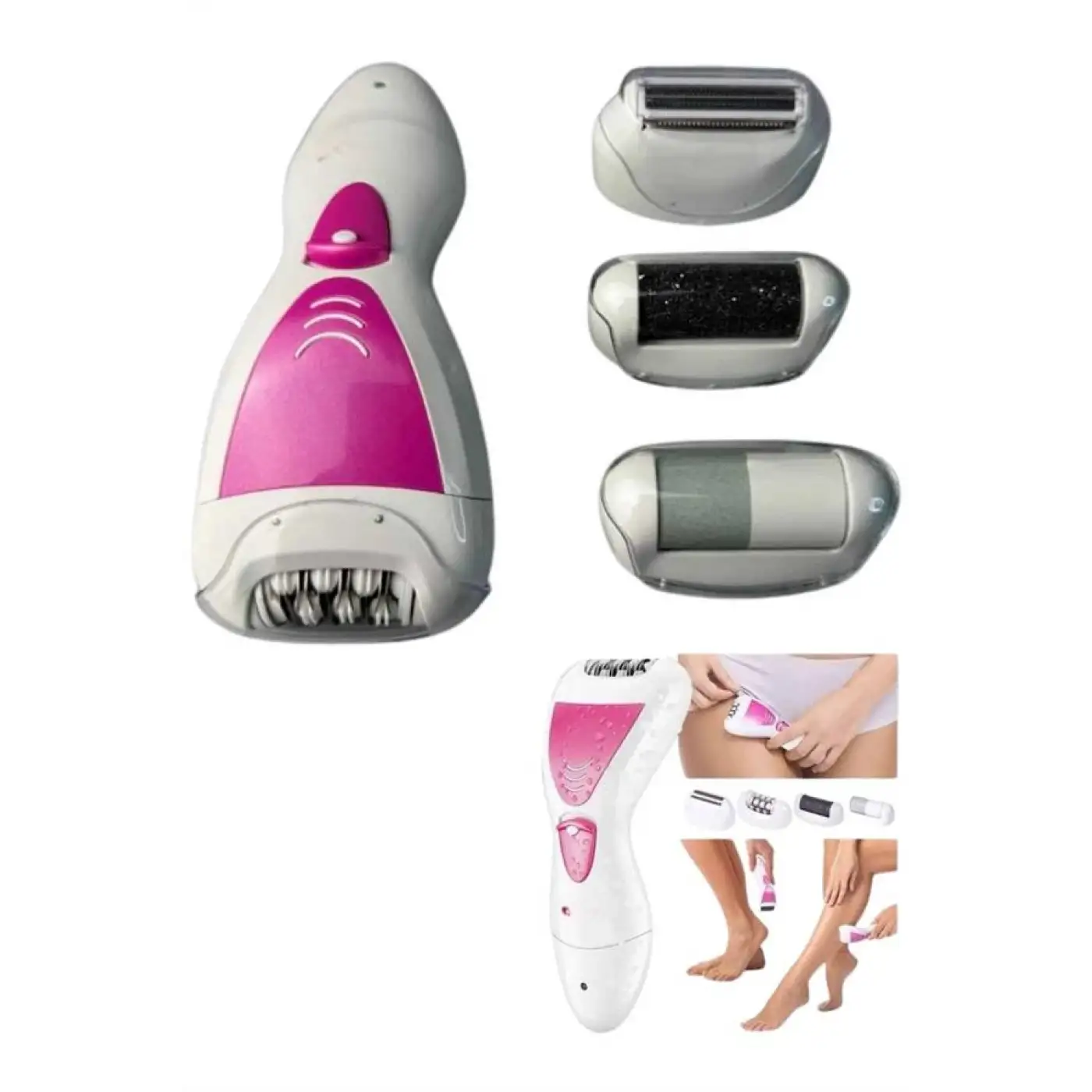 Ayak Törpü Başlıklı Epilatör Aleti 4 Başlıklı Taşınabilir Şarjlı Epilasyon Cihazı