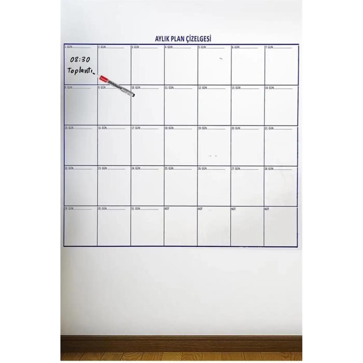 Aylık Planlayıcı Manyetik Duvar Stickerı Takvim Plan Çizelgesi