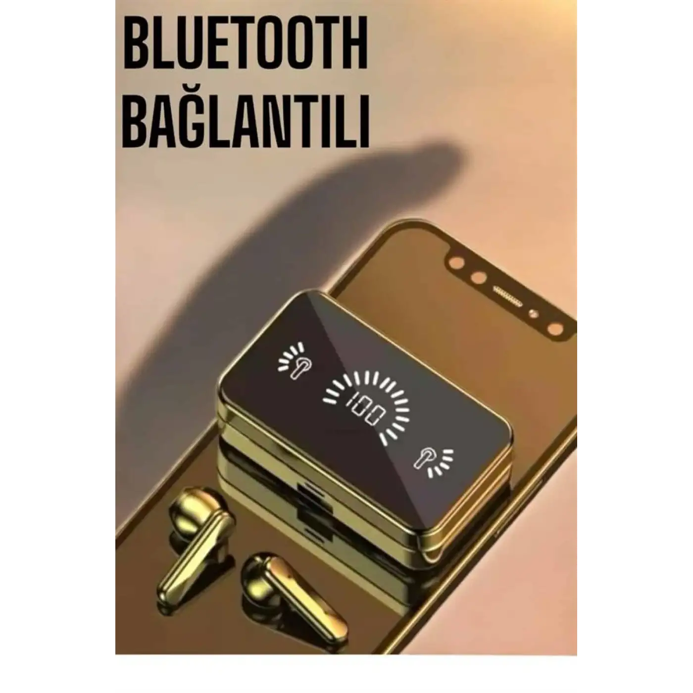 Aynalı Bluetooth Kulaklık Telefon Standlı Dijital Göstergeli