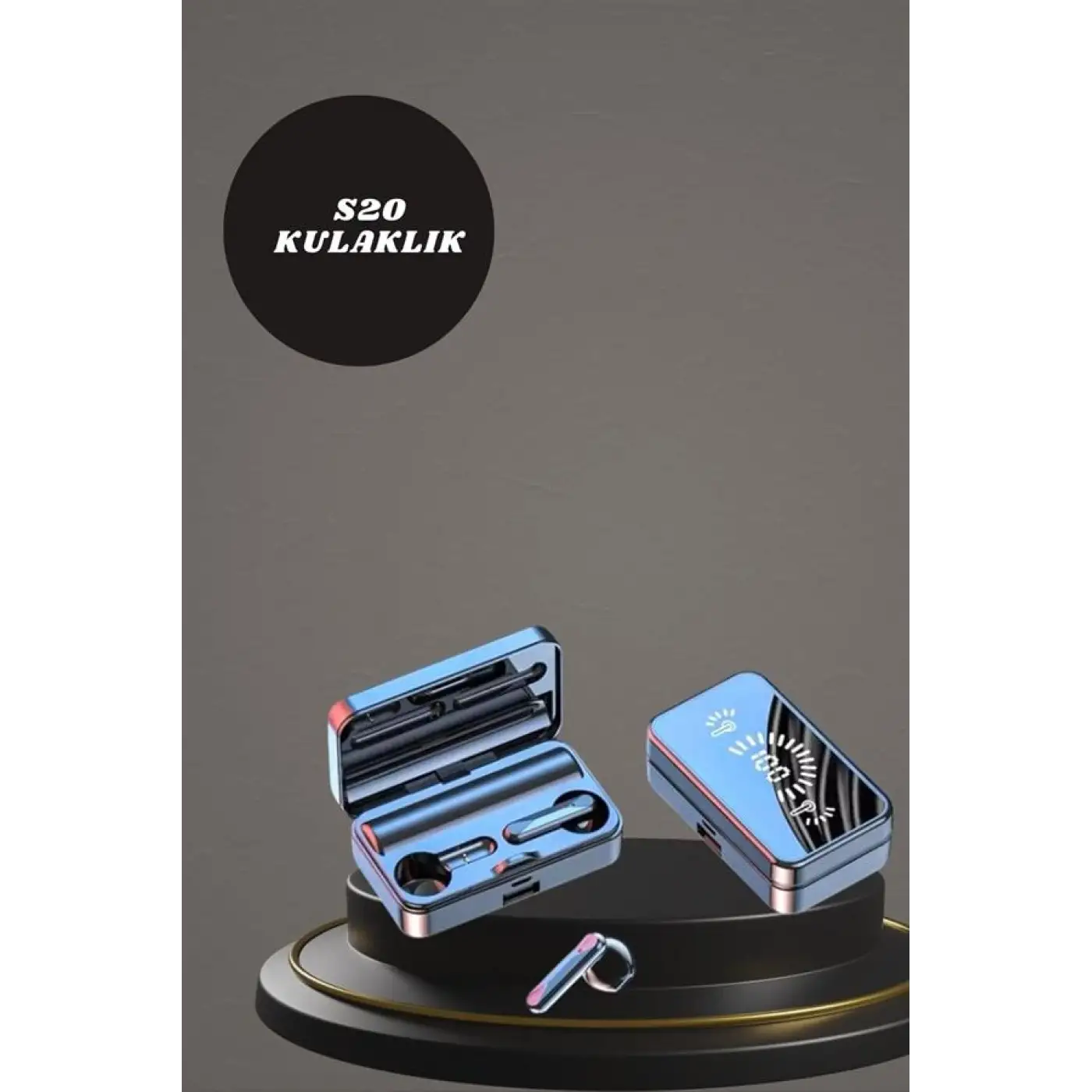 Aynalı Bluetooth Kulaklık ve 7 Kordonlu Akıllı Saat Dijital Göstergeli Uzun Pil Ömrü