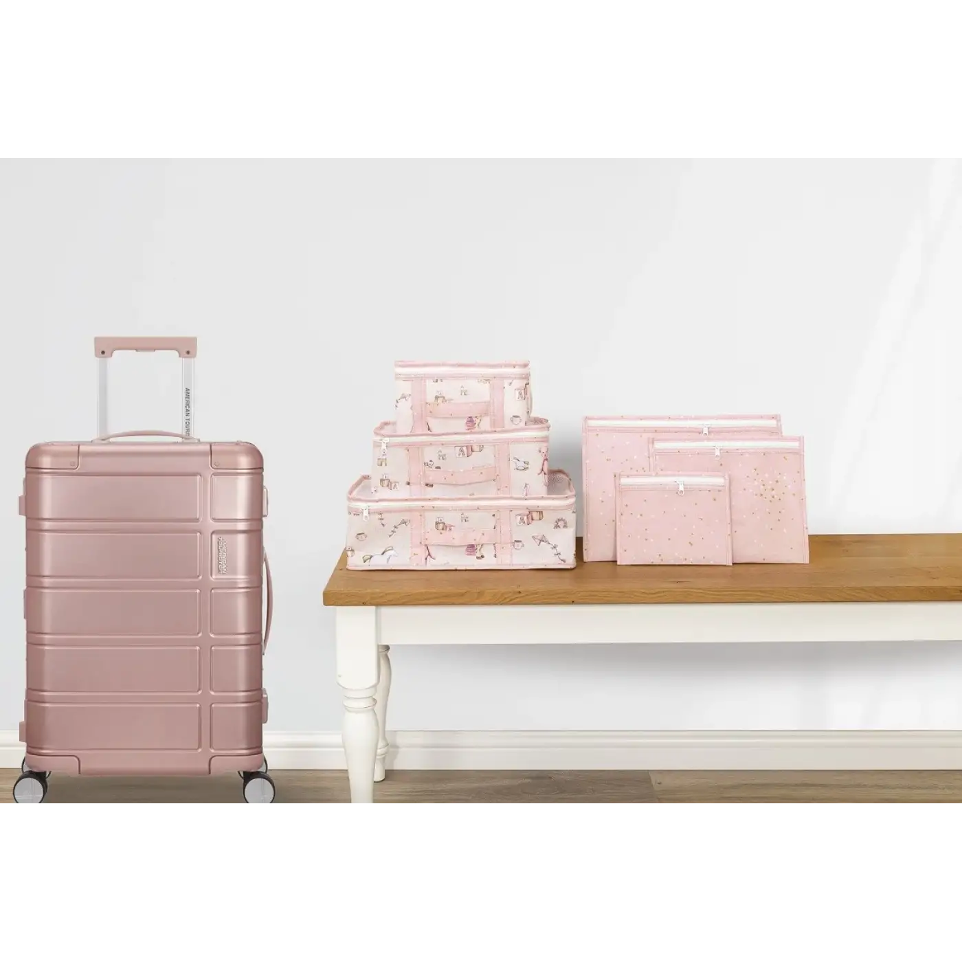 Baby 6lı Desenli Fileli Bavul Valiz İçi Düzenleyici Çok Amaçlı Organizer (pembe)