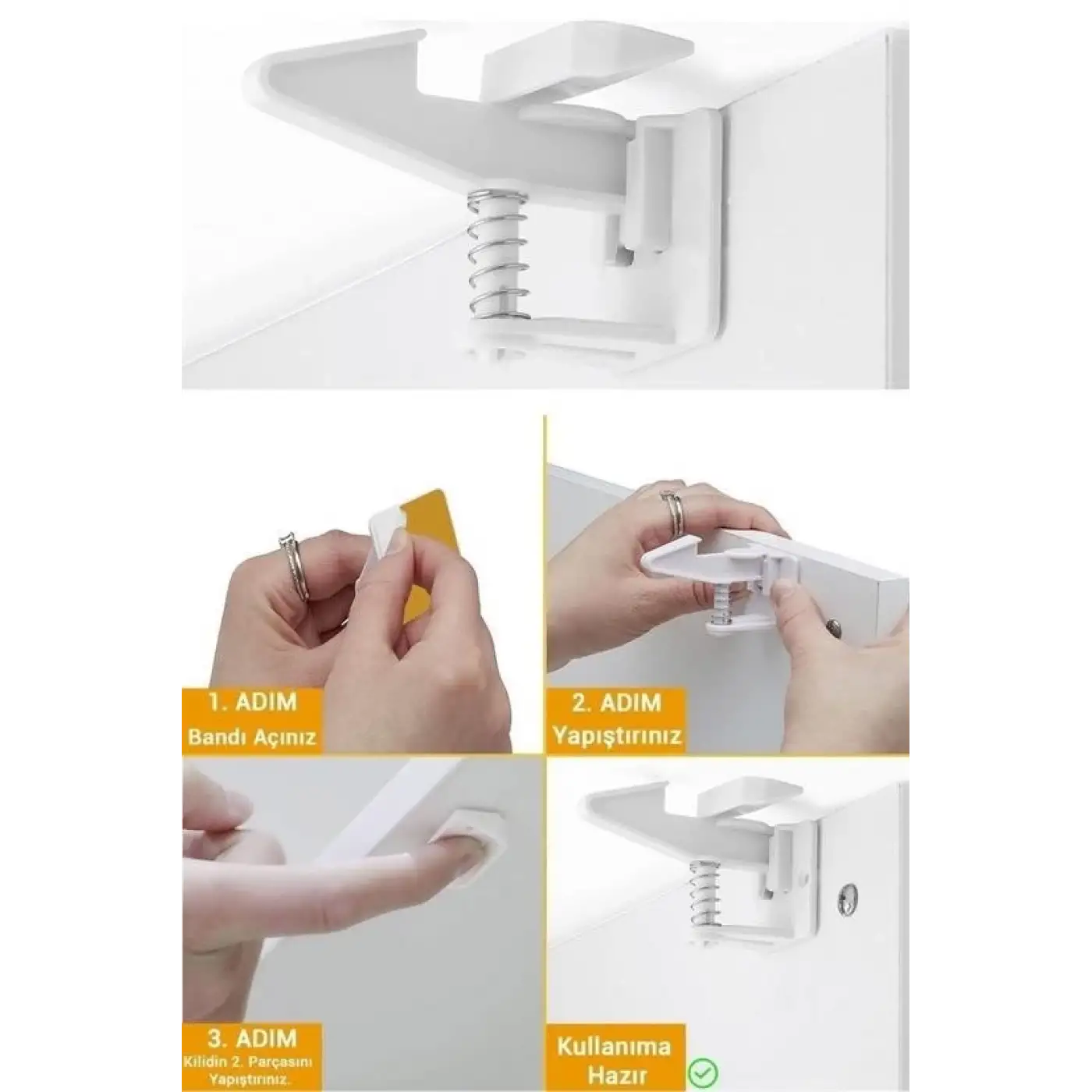 Bebek Çocuk Güvenliği Korumalı Yapışkan Çekmece Ve Dolap İçin Tutucu Gizli Güvenlik Kilidi