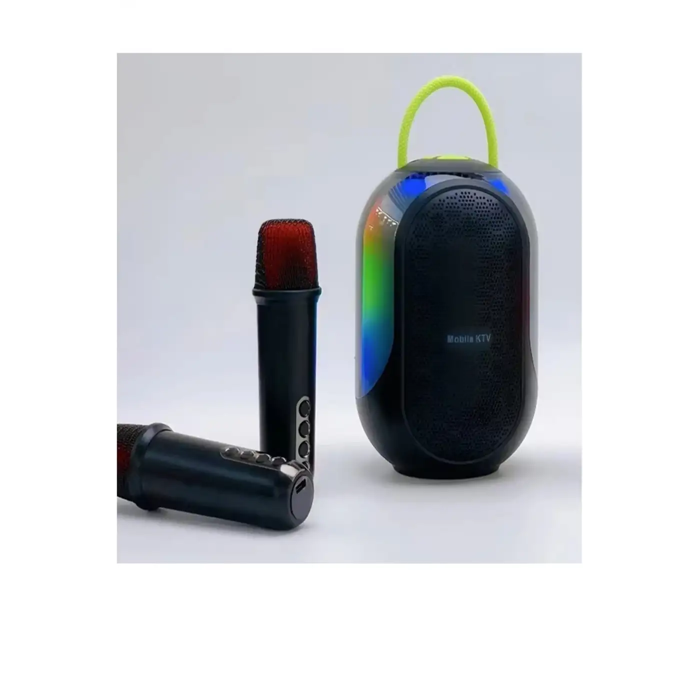 Bluetooth Çift Mikrofonlu Kablosuz Karaoke Rgb Işıklı Yüksek Sesli Müzik 4 Ses Degıstırme