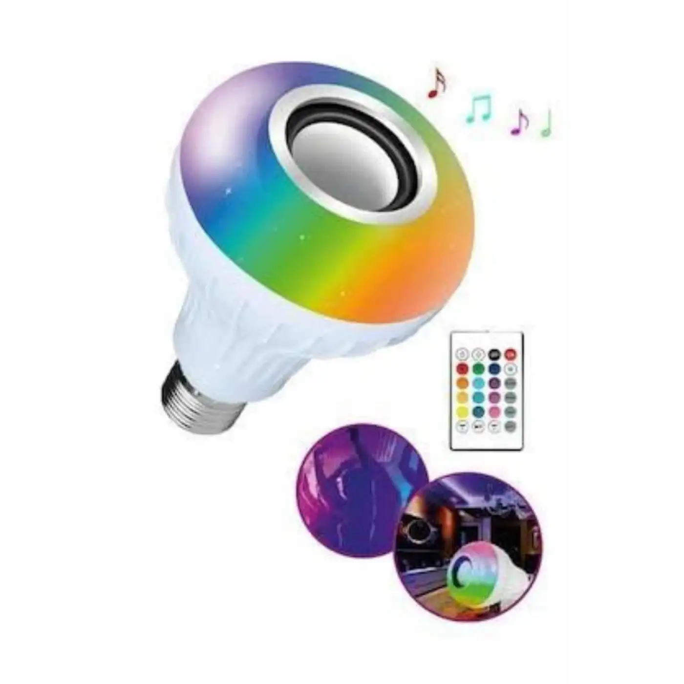 Bluetooth Hoparlör Akıllı Rgb Led Işık Renk Değiştirme Ses Bombası Ampül Görünümlü