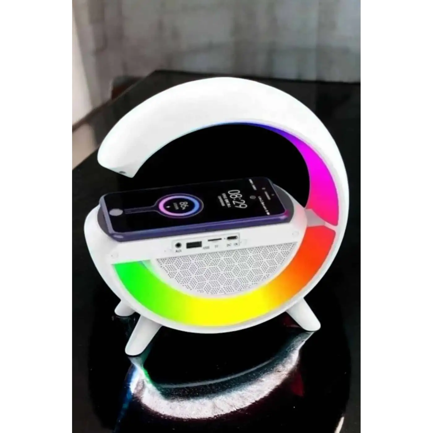 Bluetooth Hoparlör Dijital Göstergeli Wireless Şarj RGB Işıklı
