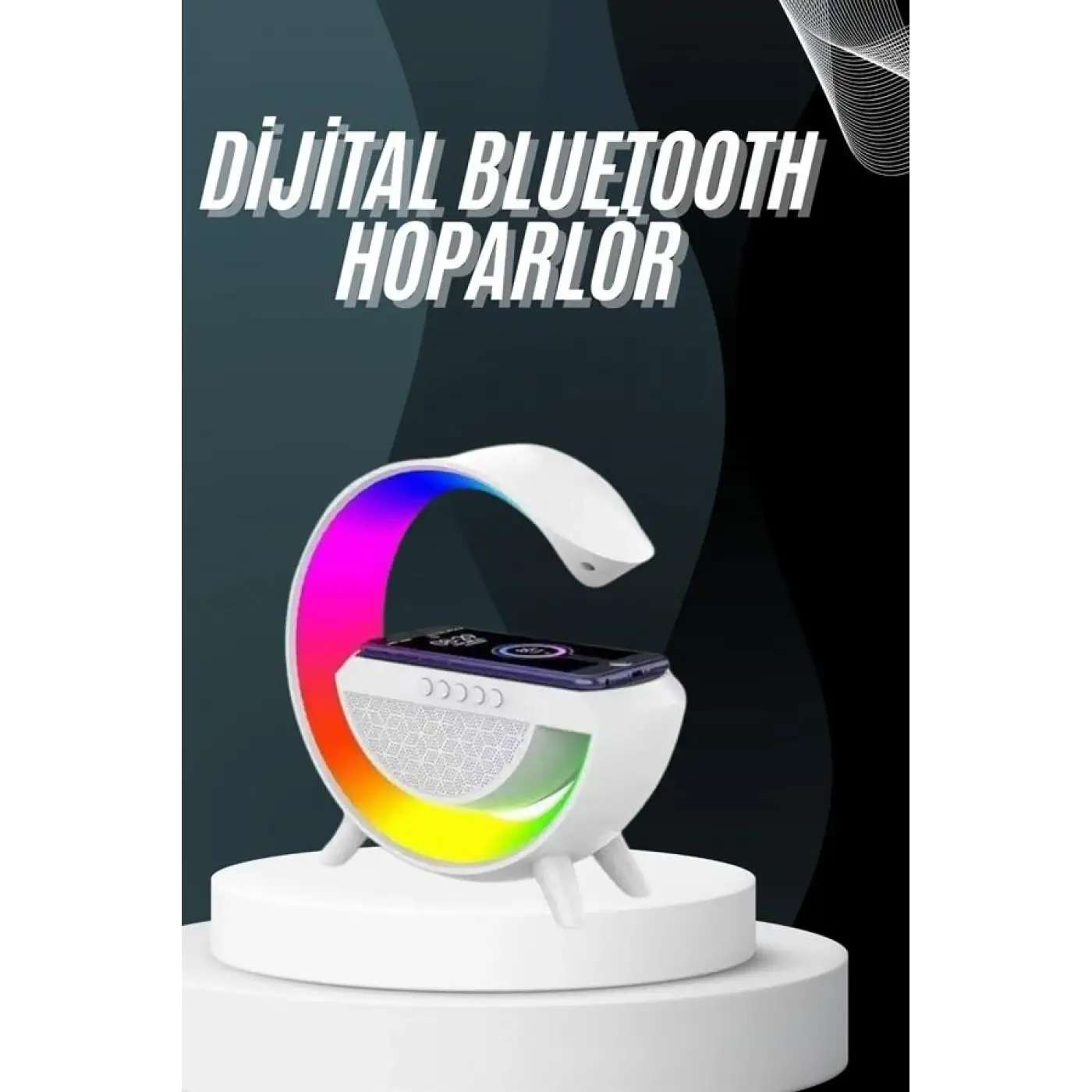 Bluetooth Hoparlör G Şekli Atmosfer Akıllı Rgb Lamba Wireless Kablosuz Şarj