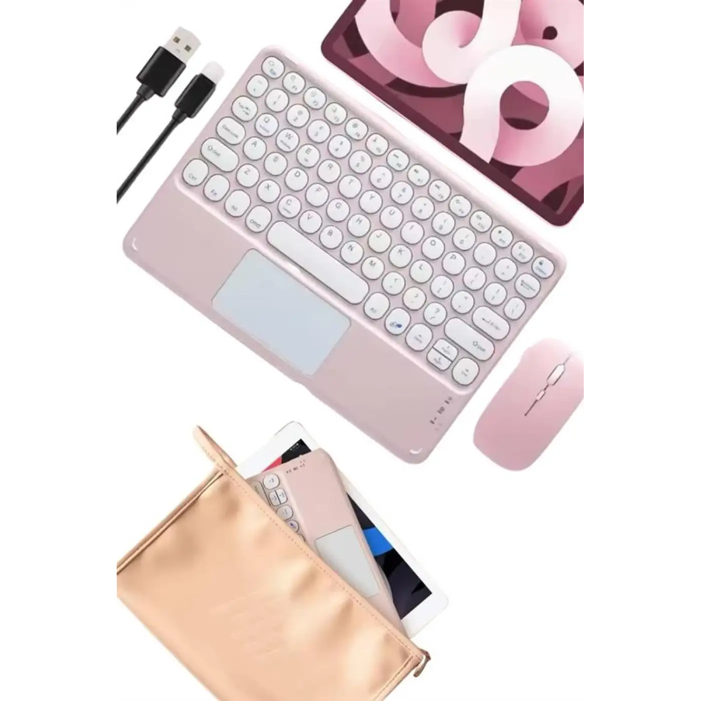 Bluetooth Touchpad Klavye Ultra İnce Taşınabilir Q Klavye