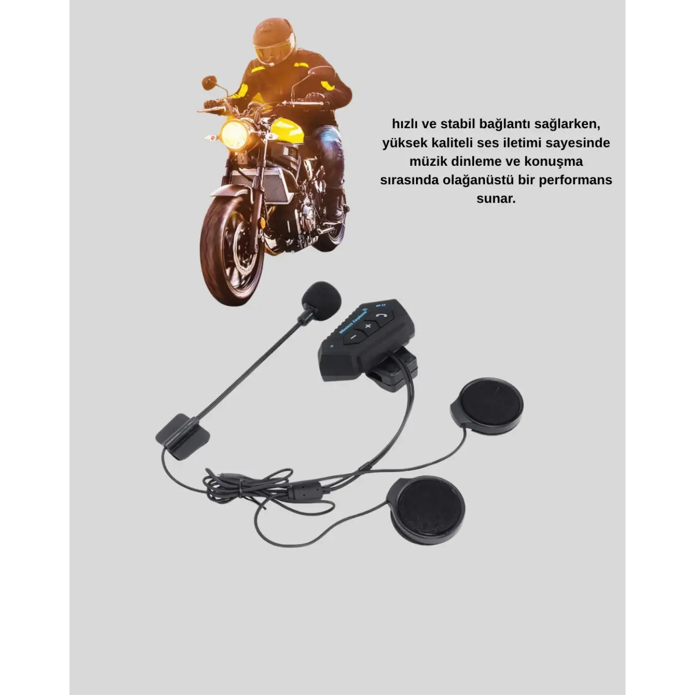 BT22 Kablosuz Kask Kulaklığı – Bluetooth 5.0, Intercom, Su Geçirmez ve Uzun Ömürlü Batarya