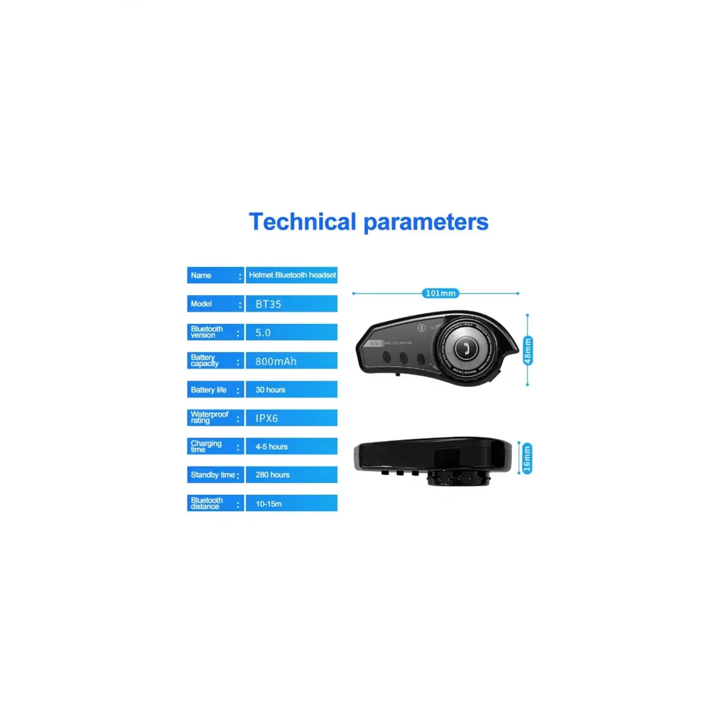 Bt35 Kask Kulaklık Bluetooth 5.0 Motosiklet Interkom Su Geçirmez Kablosuz Kulaklık